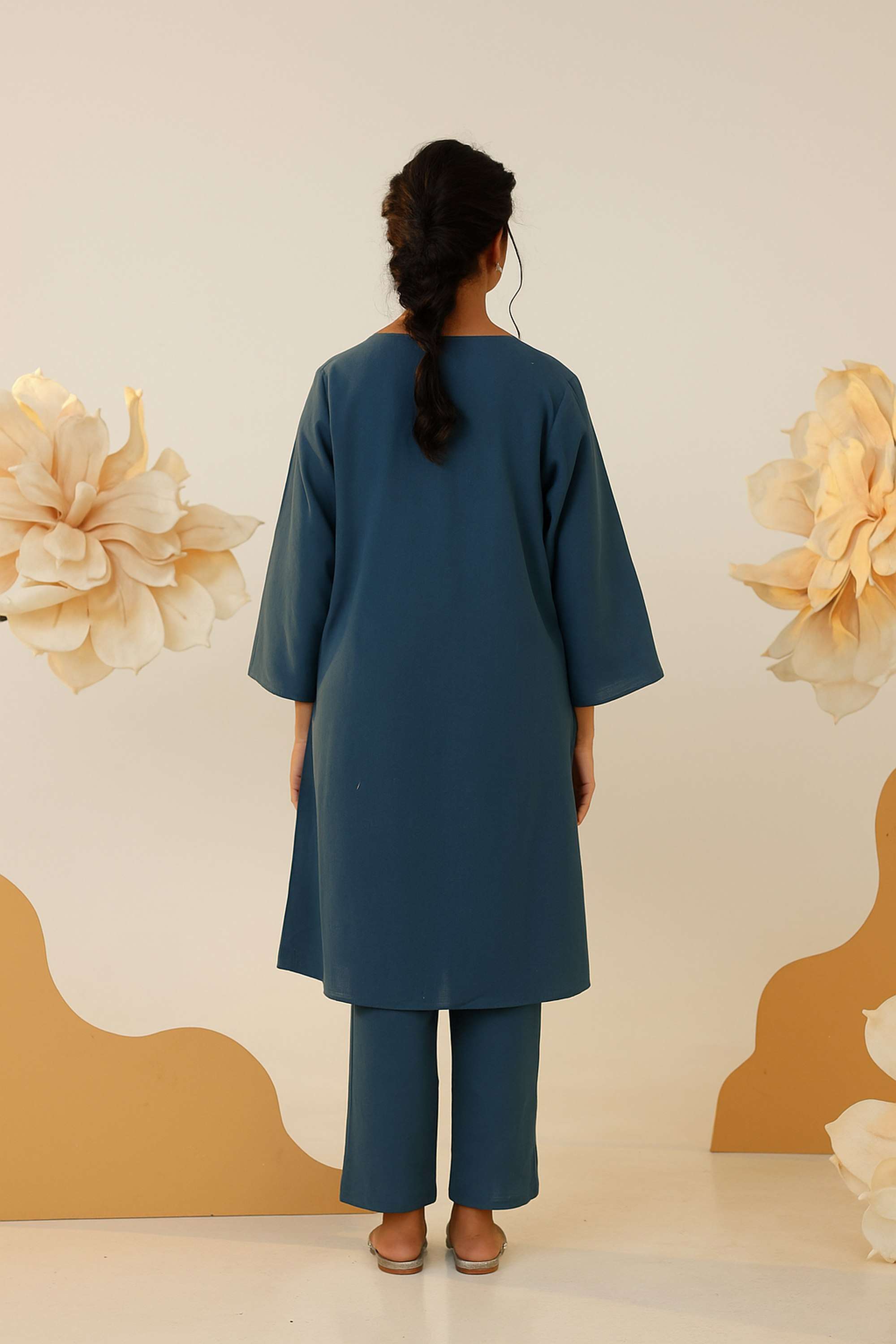 Embroidered-Cotton-V-Neck-Women-s-Co-Ord-Set