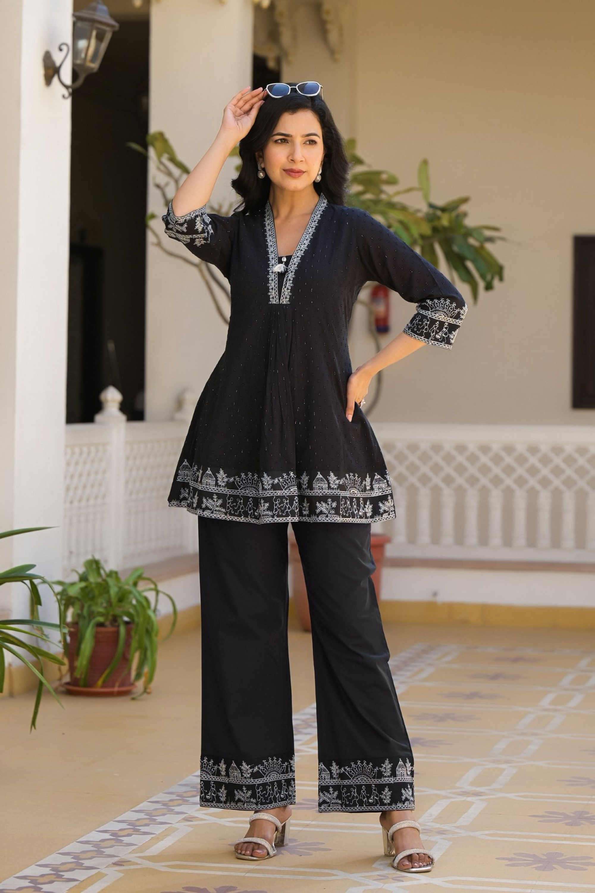 Solid-A-Line-Cotton-Women-s-Ethnic-Palazzos