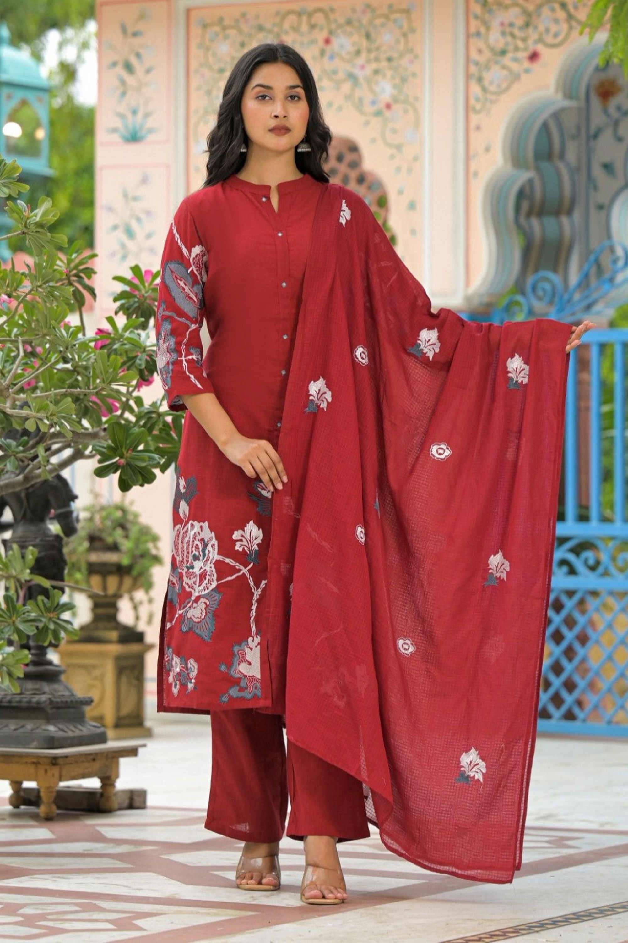 Solid-Linen-Women-s-Ethnic-Kurta-Set