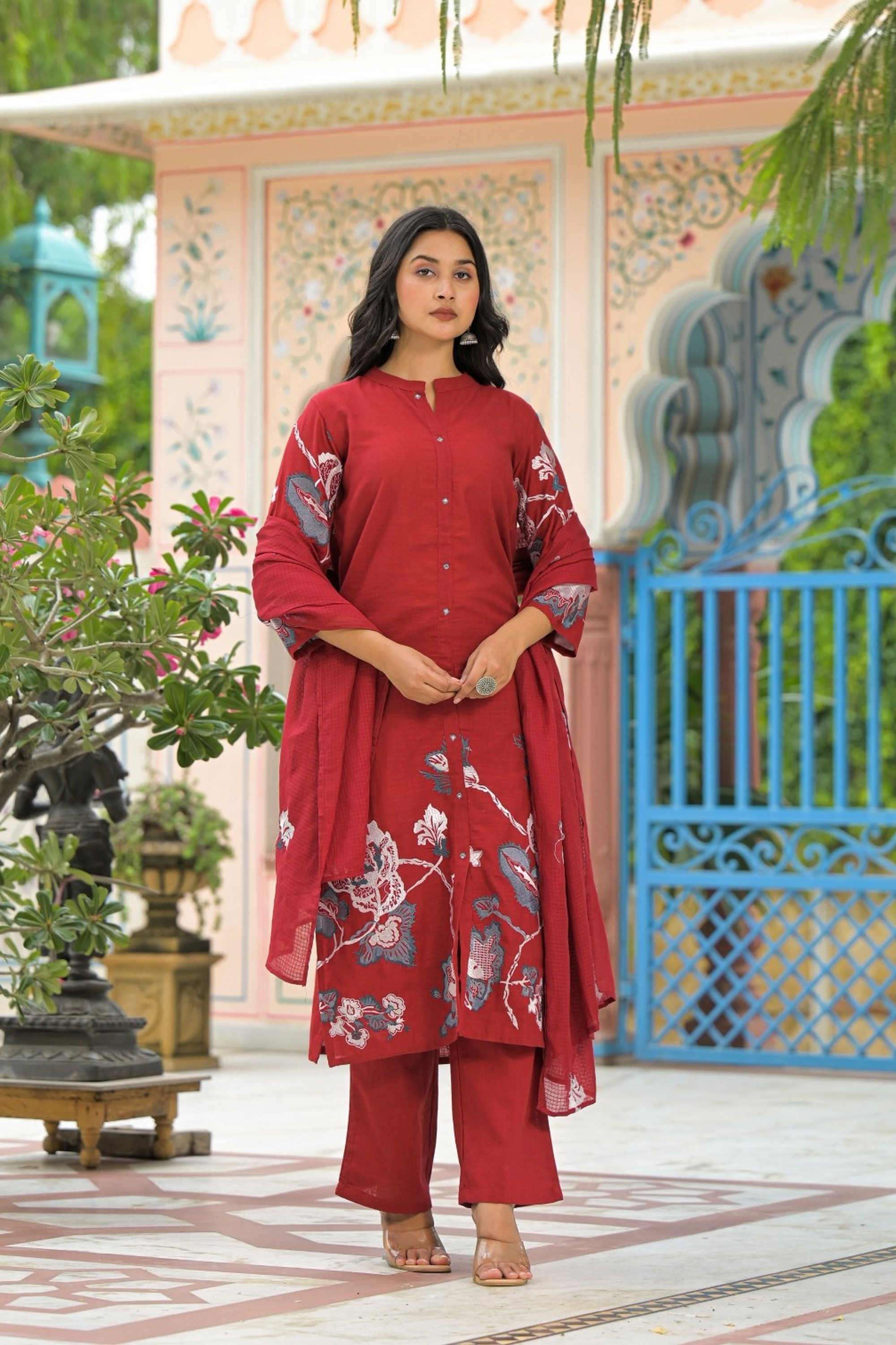 Solid-Linen-Women-s-Ethnic-Kurta-Set