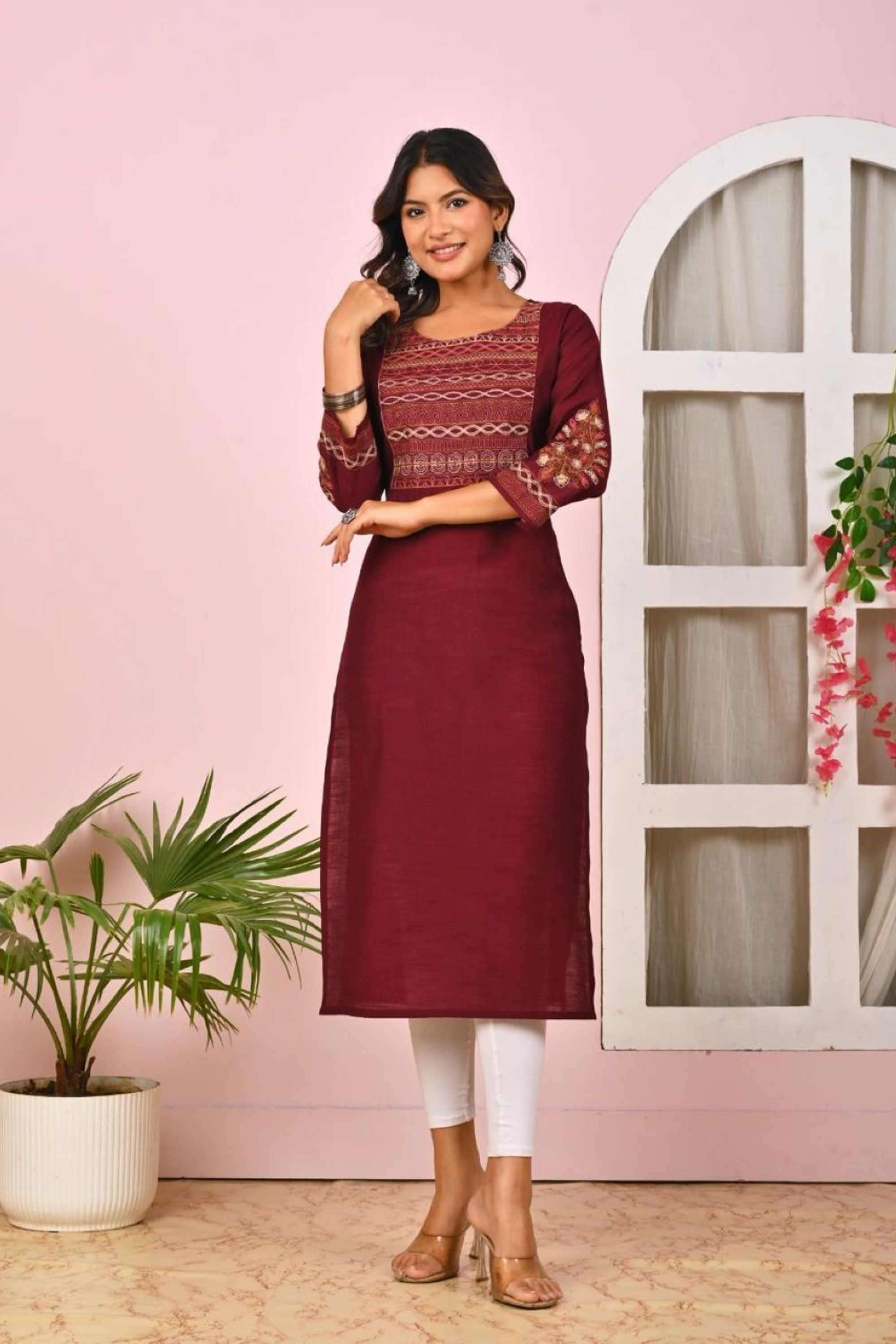 Solid-Viscose-Women-s-Ethnic-Kurti