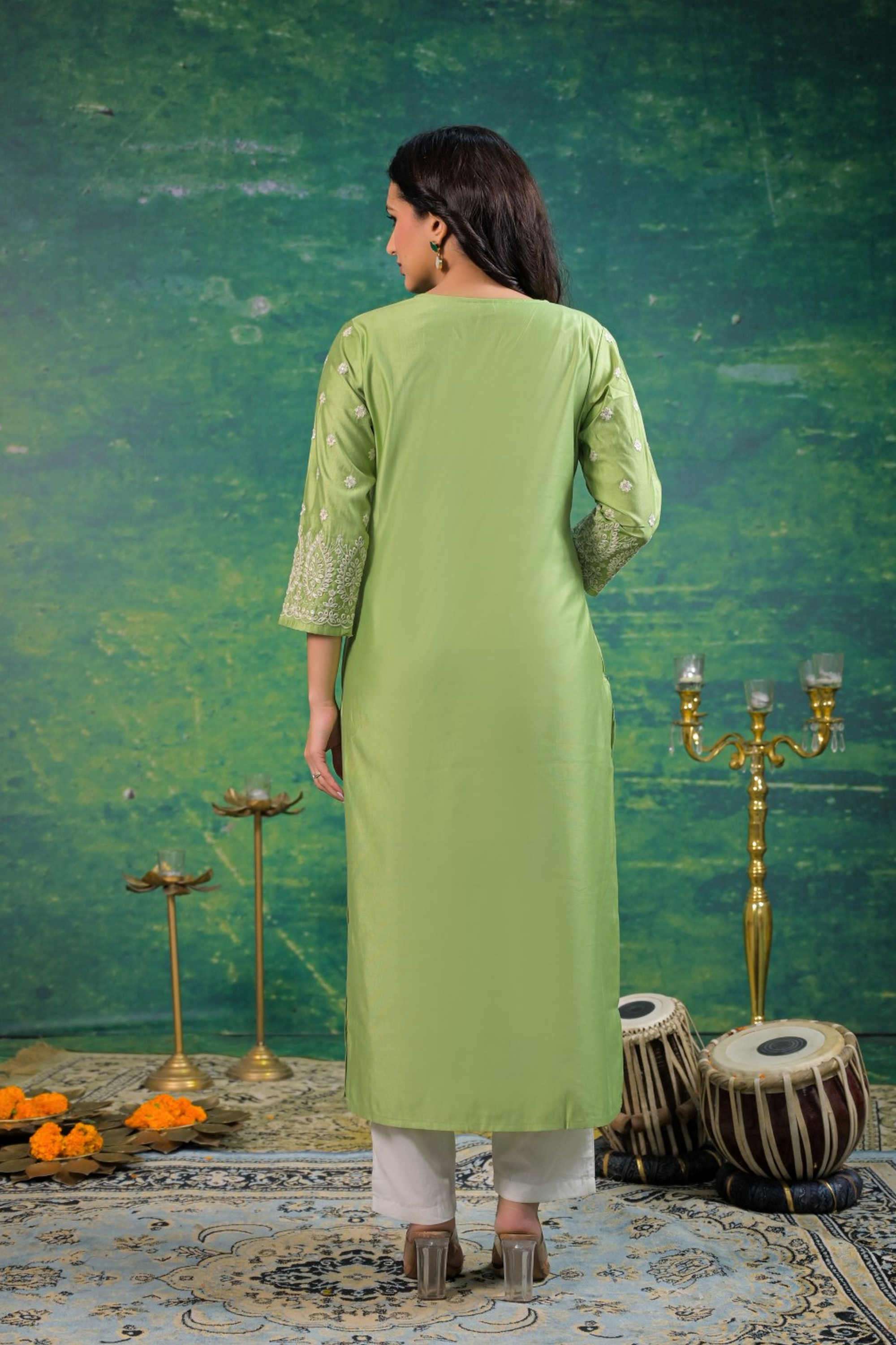 Embroidered-Viscose-Women-Festive-Wear-Kurta