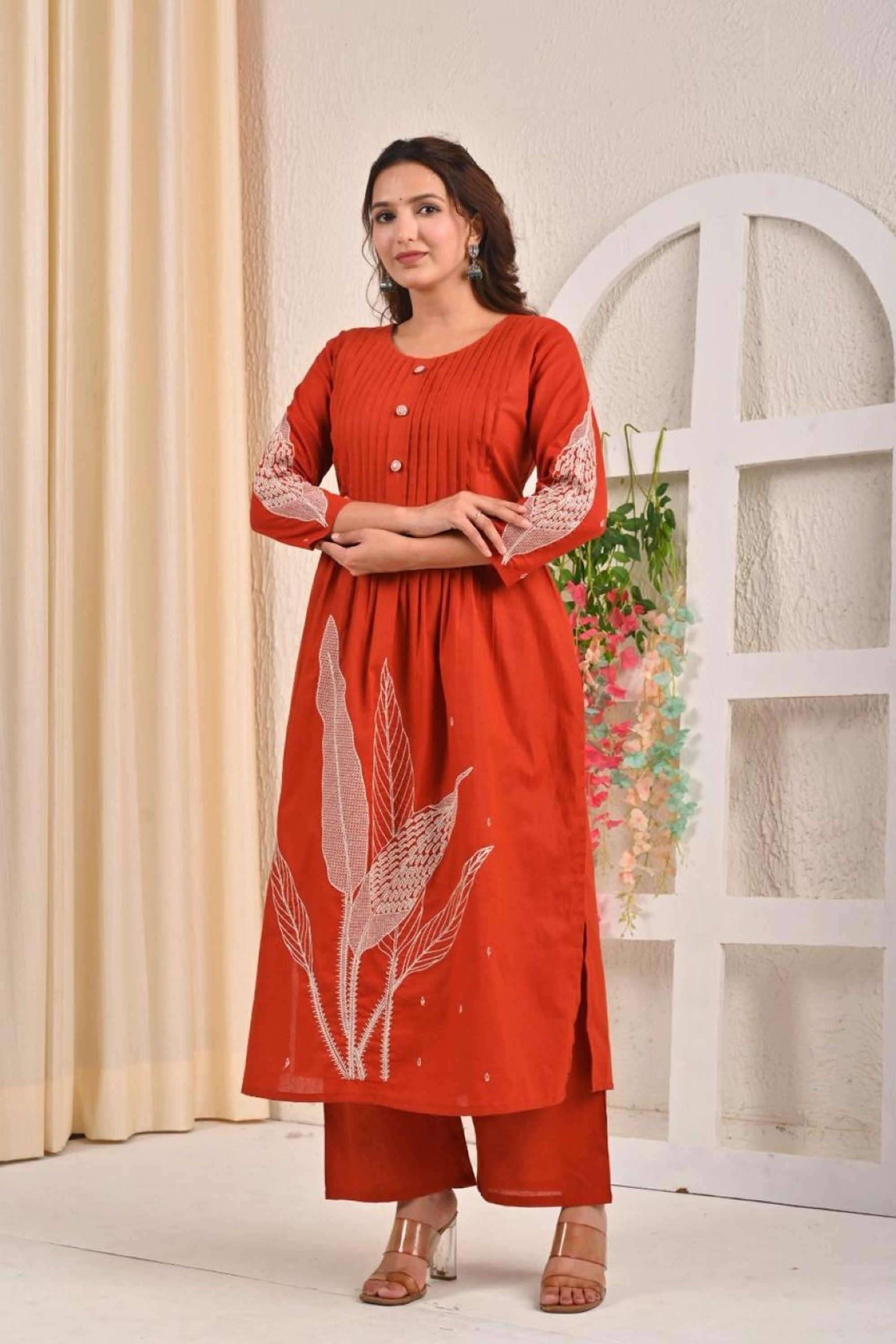 Solid-A-Line-Cotton-Women-s-Ethnic-Palazzos