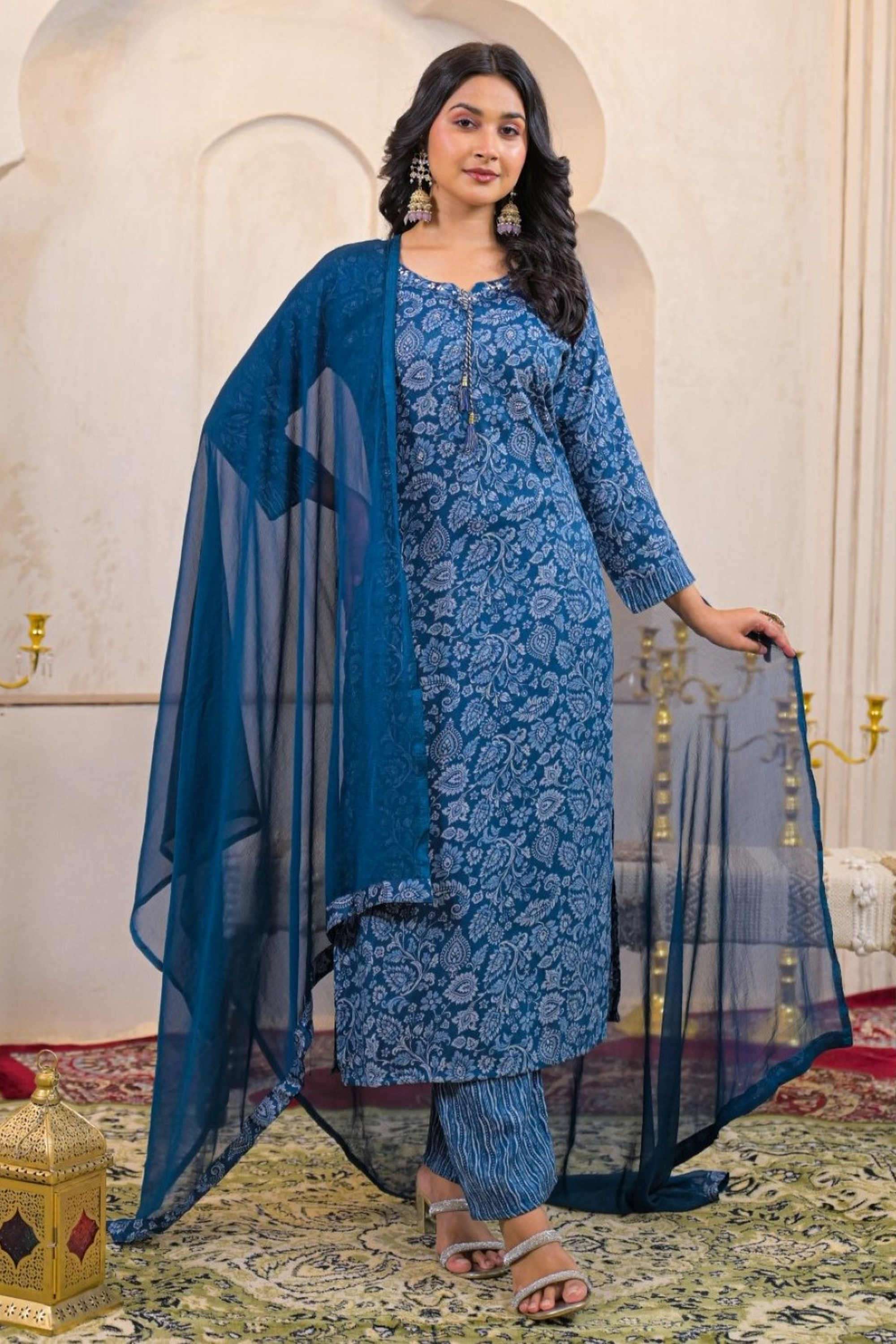 Solid-Linen-Women-s-Ethnic-Kurta-Set