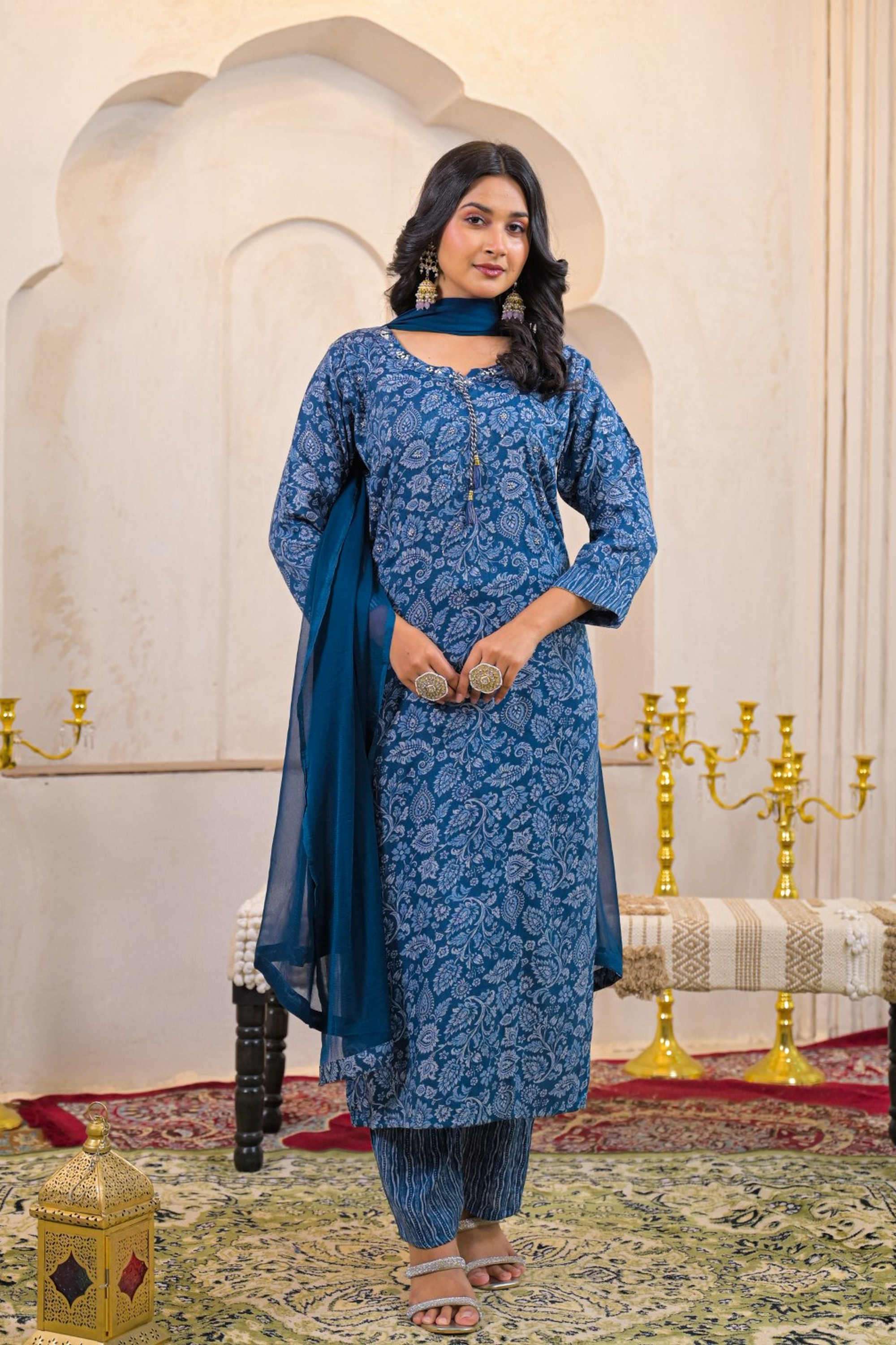 Solid-Linen-Women-s-Ethnic-Kurta-Set