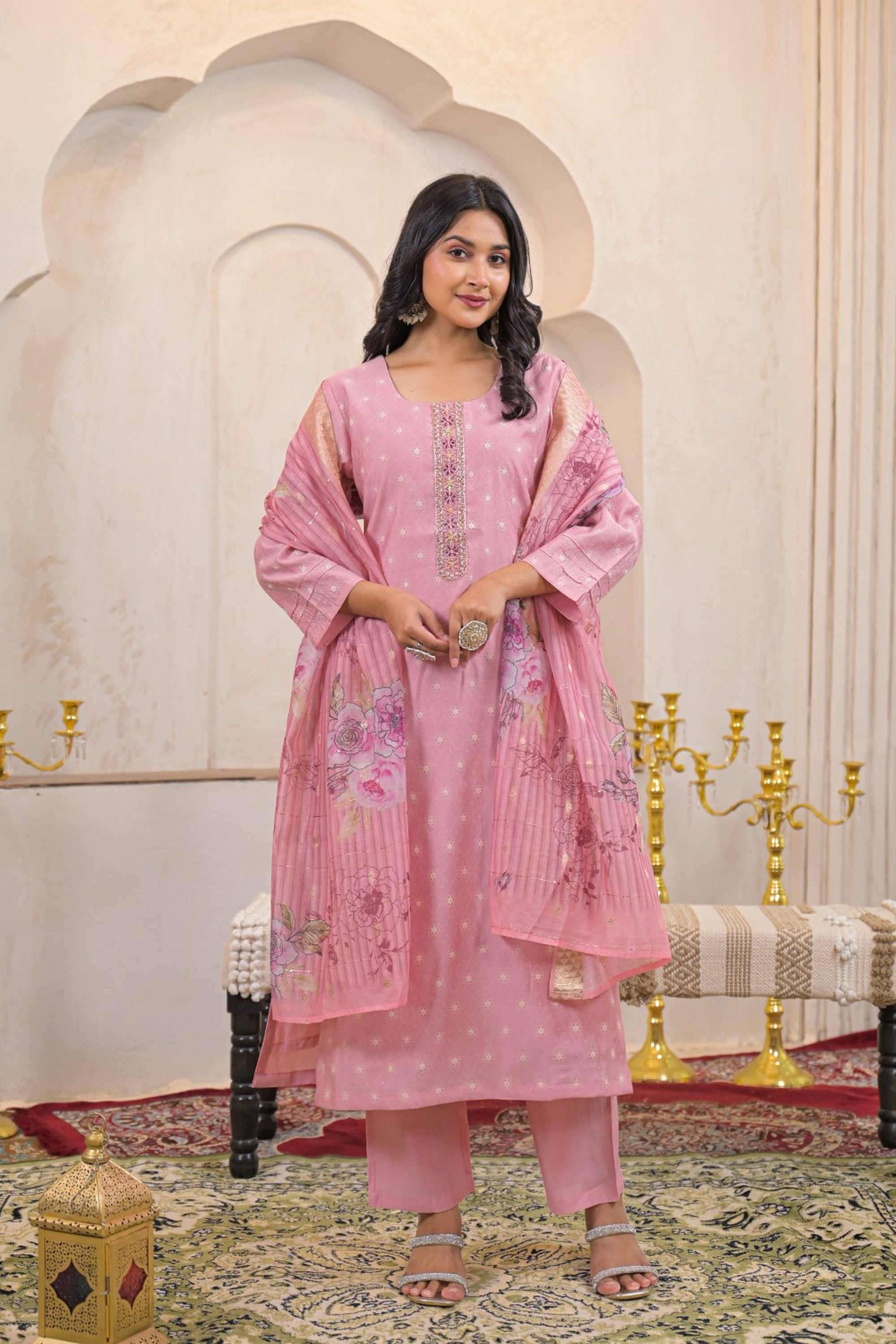 Solid-Linen-Women-s-Ethnic-Kurta-Set