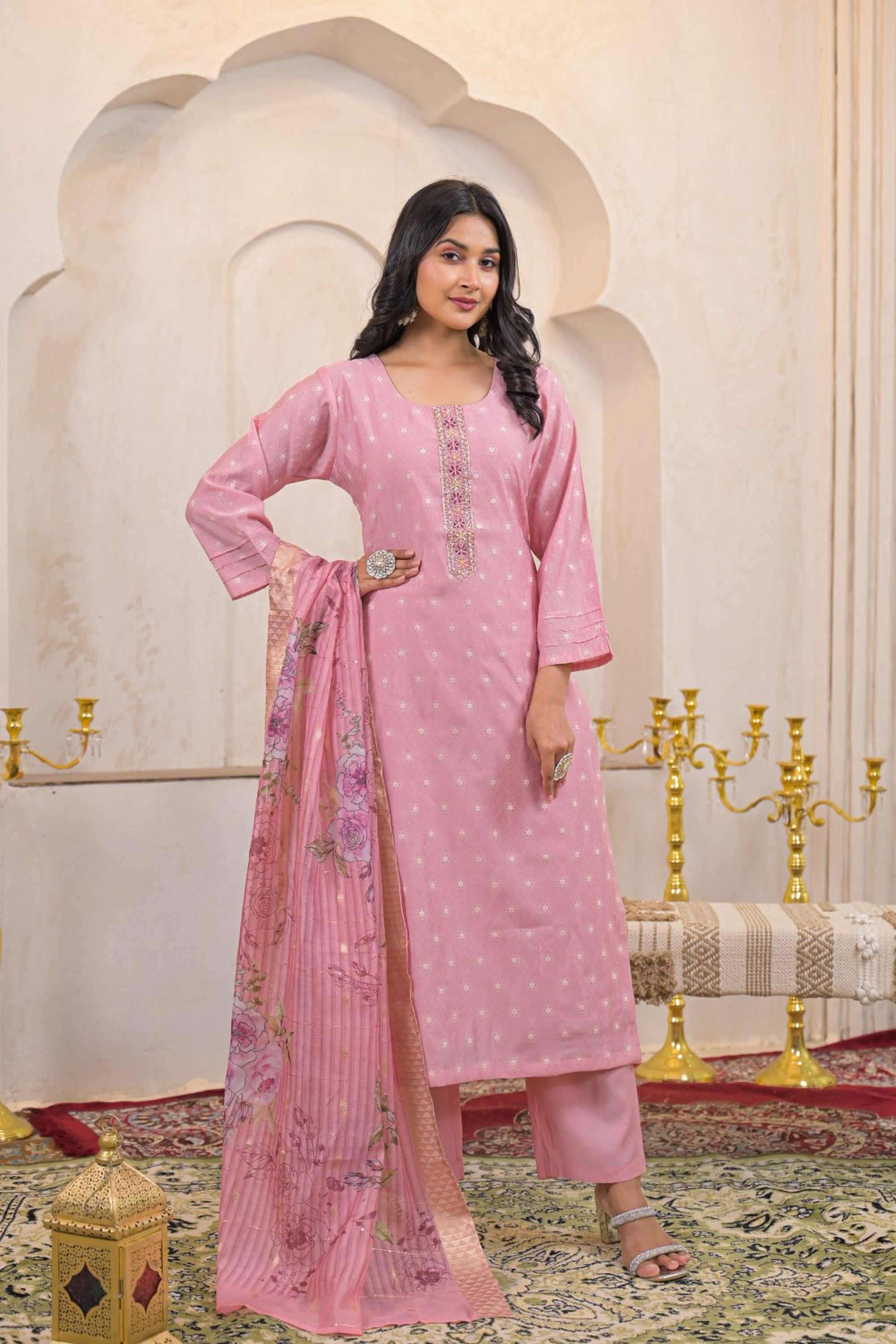 Solid-Linen-Women-s-Ethnic-Kurta-Set