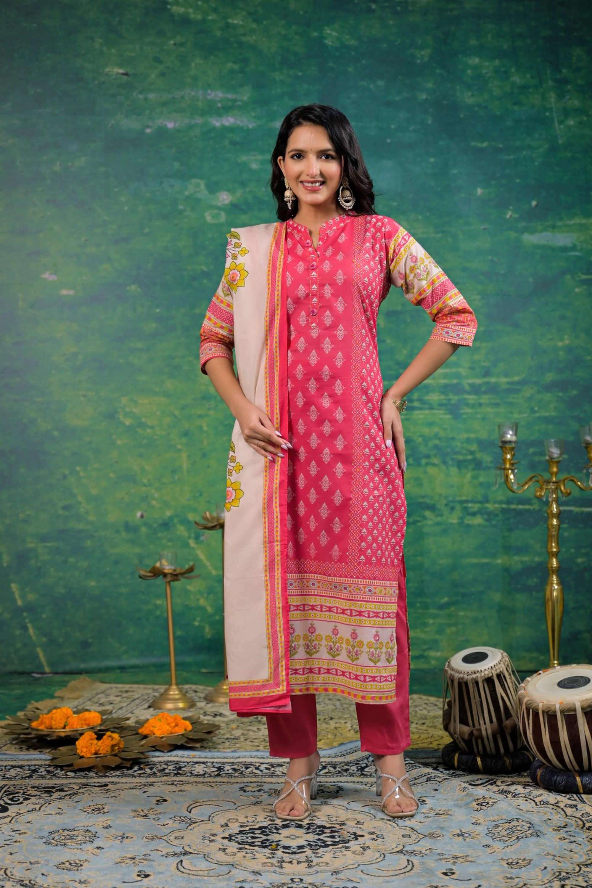 Solid-Linen-Women-s-Ethnic-Kurta-Set