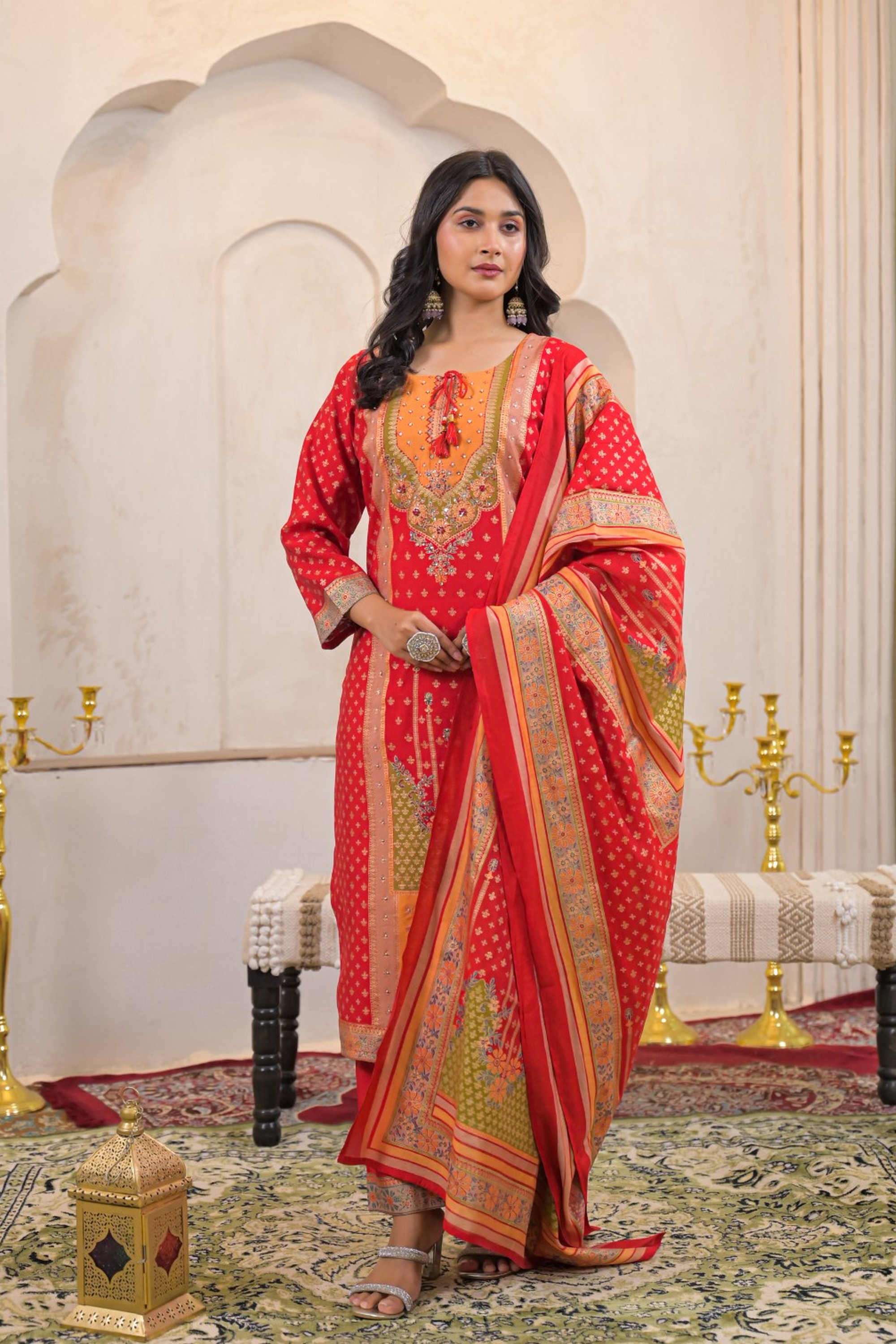 Solid-Linen-Women-s-Ethnic-Kurta-Set