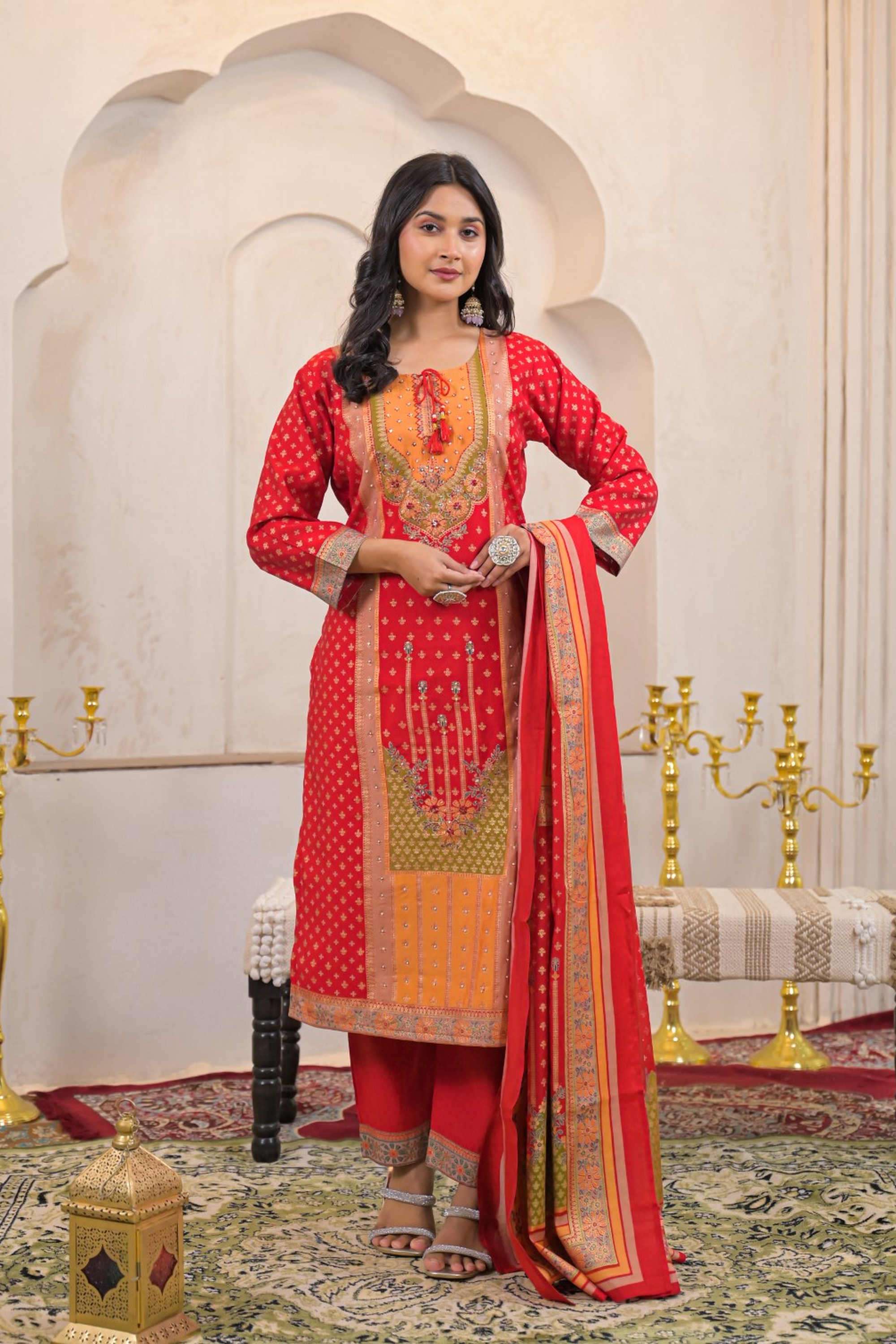 Solid-Linen-Women-s-Ethnic-Kurta-Set