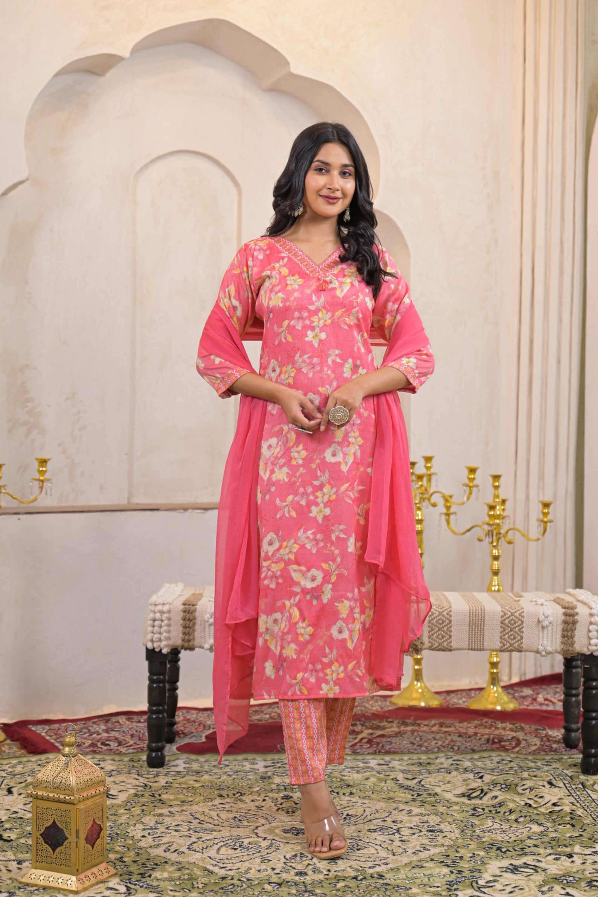 Solid-Linen-Women-s-Ethnic-Kurta-Set