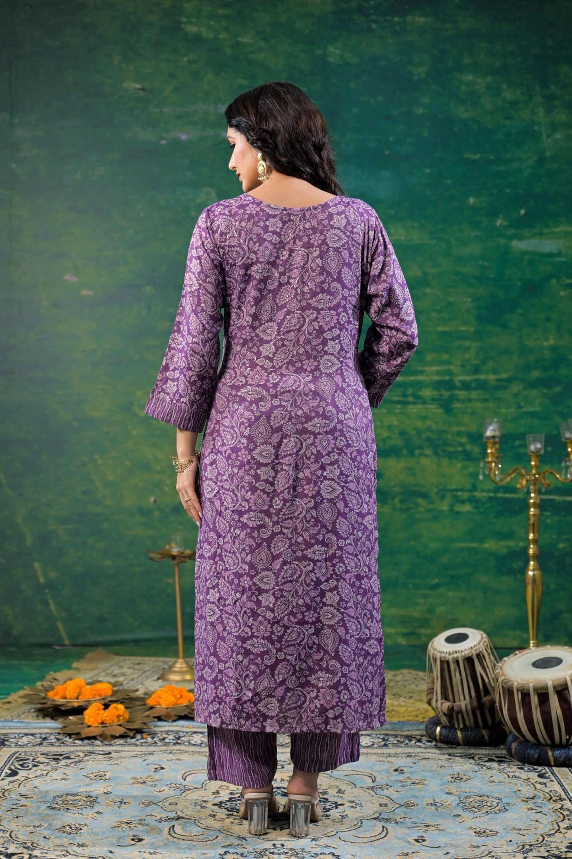 Solid-Linen-Women-s-Ethnic-Kurta-Set