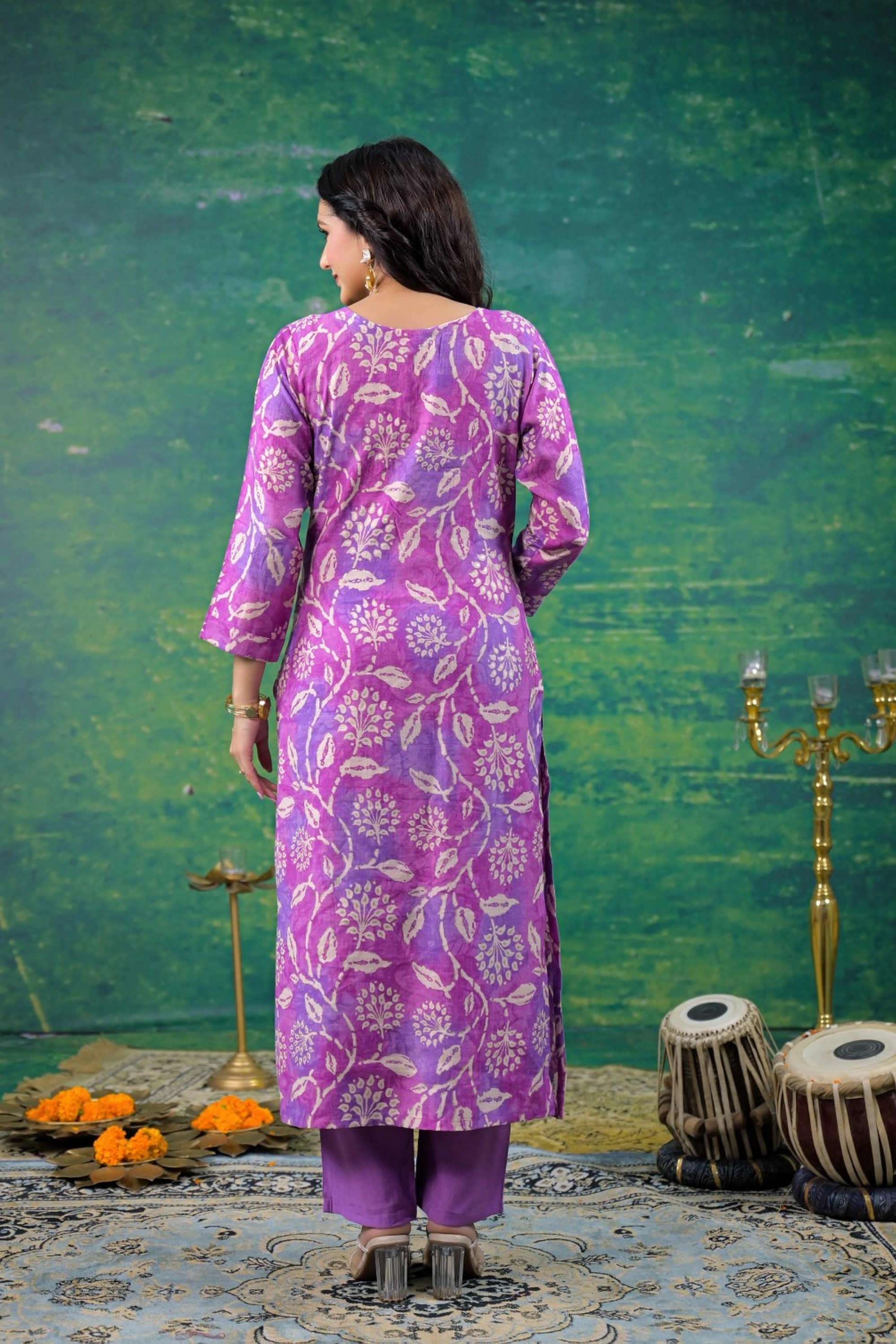 Solid-Linen-Women-s-Ethnic-Kurta-Set