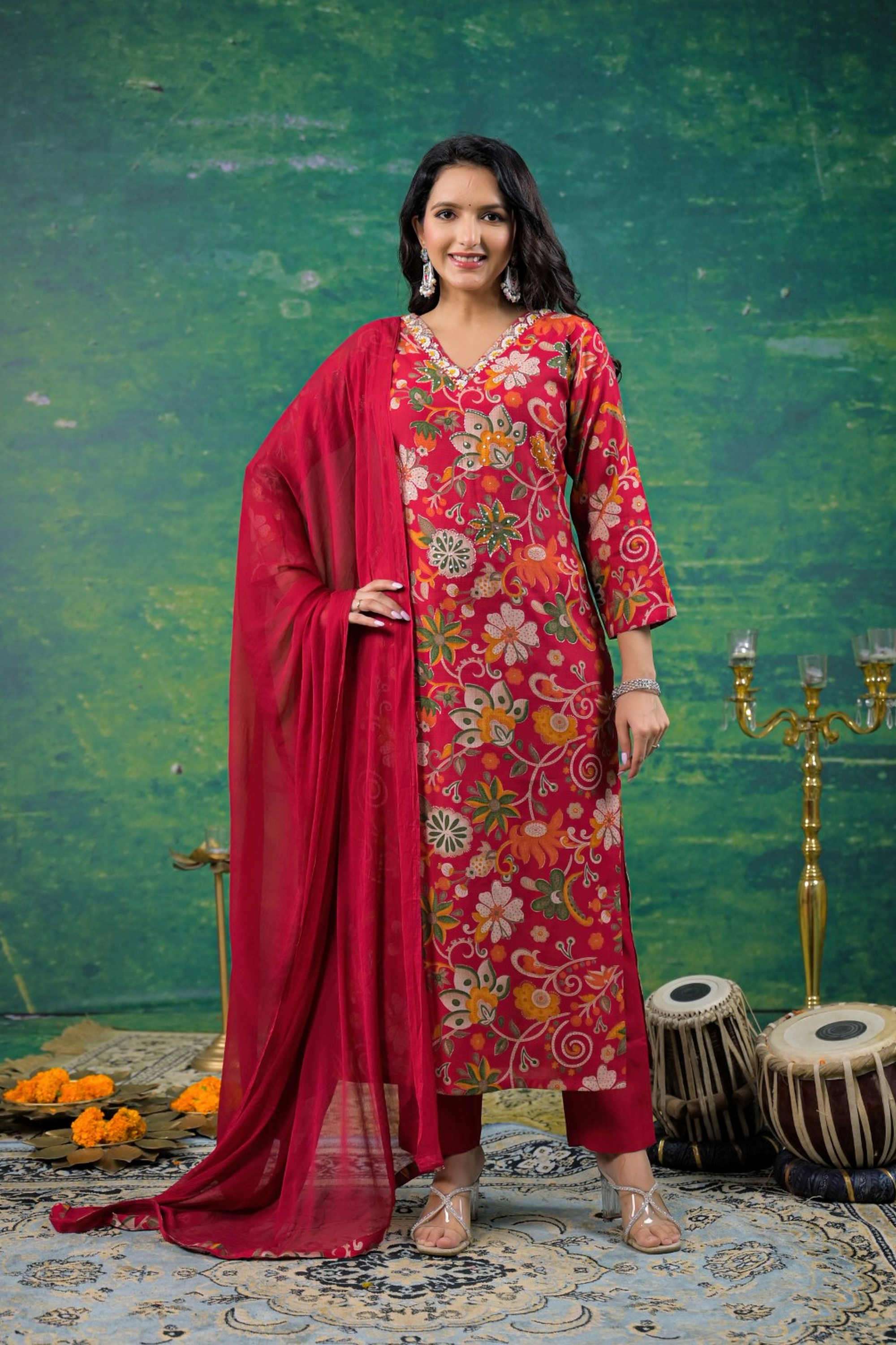 Solid-Linen-Women-s-Ethnic-Kurta-Set