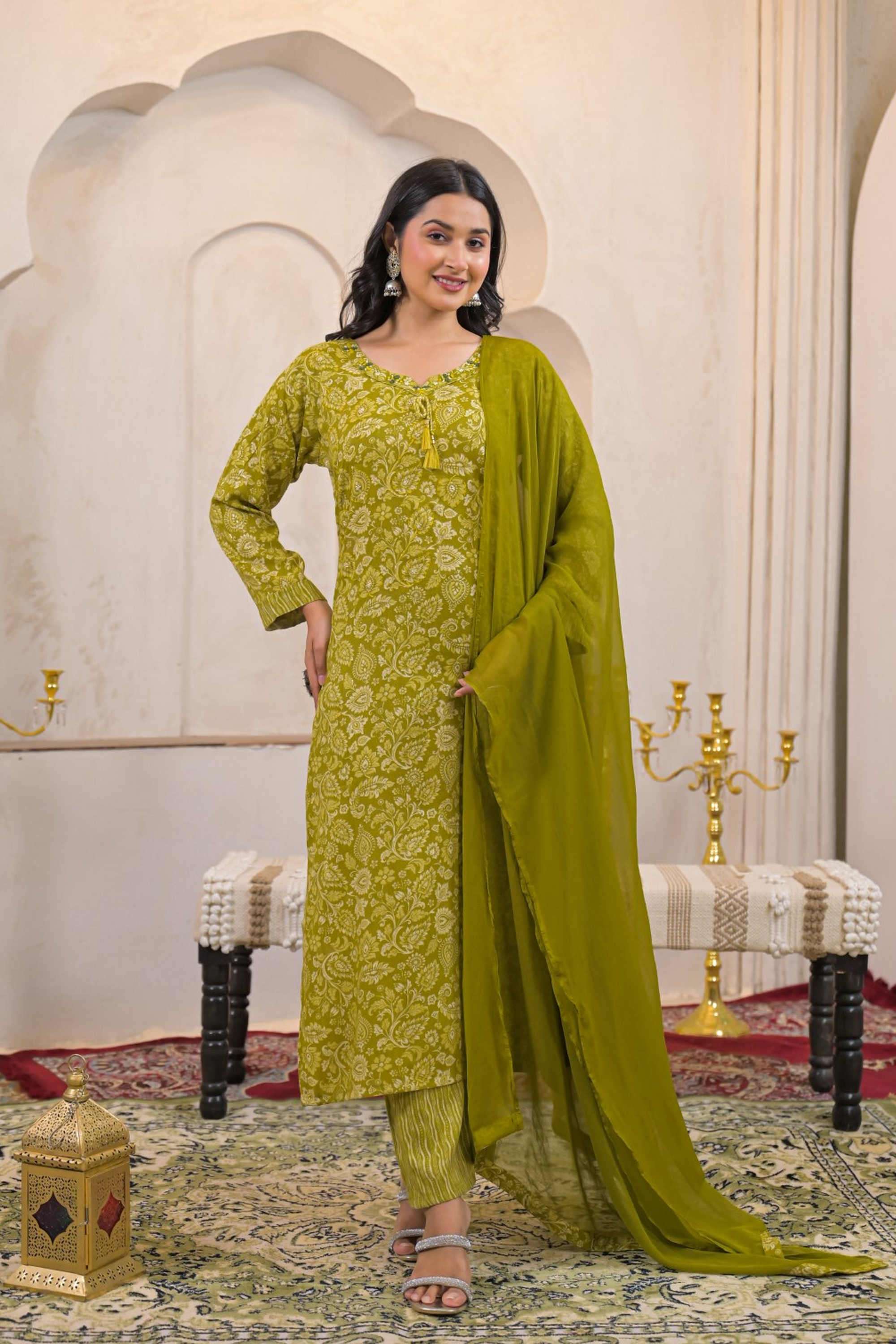 Solid-Linen-Women-s-Ethnic-Kurta-Set