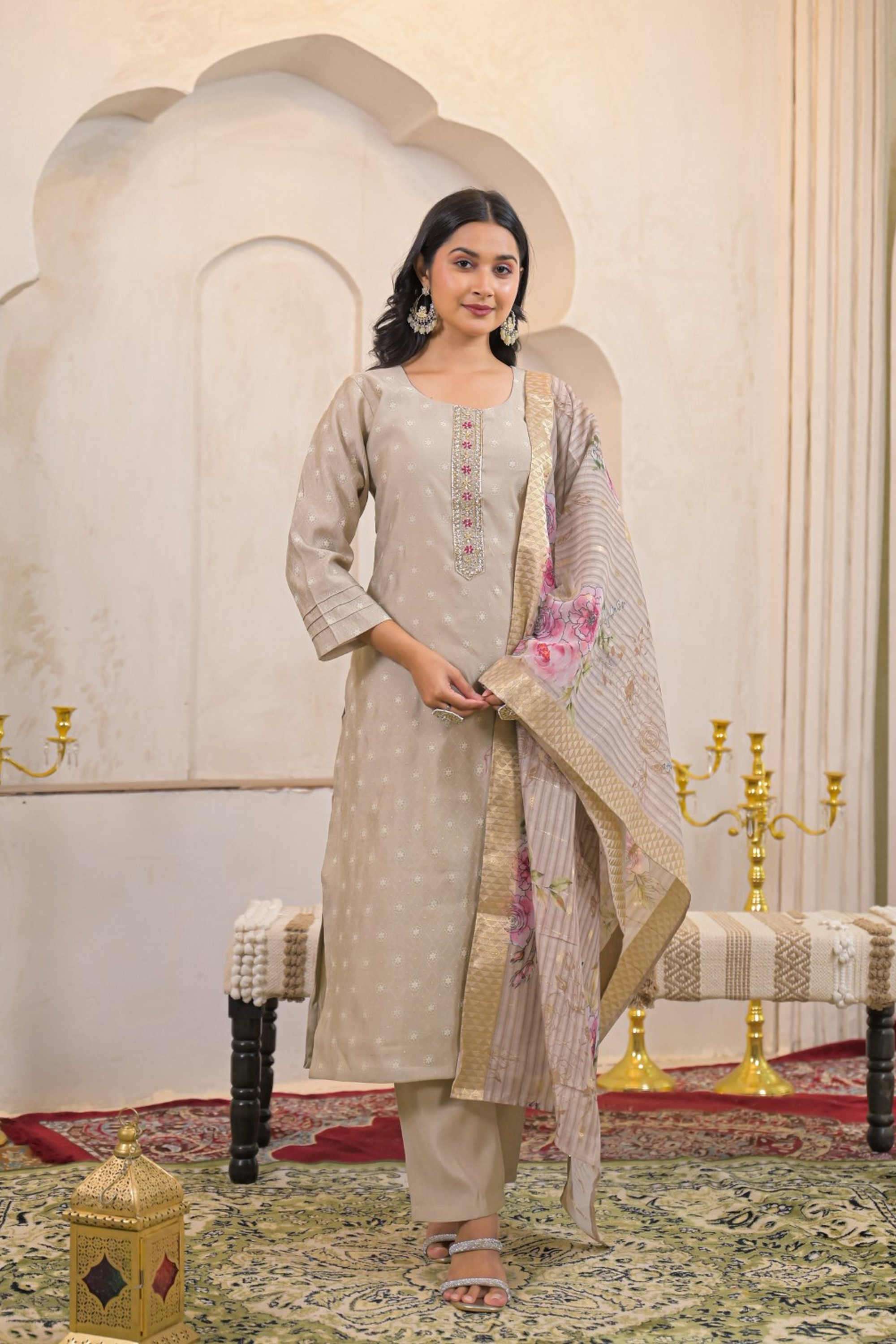 Solid-Linen-Women-s-Ethnic-Kurta-Set