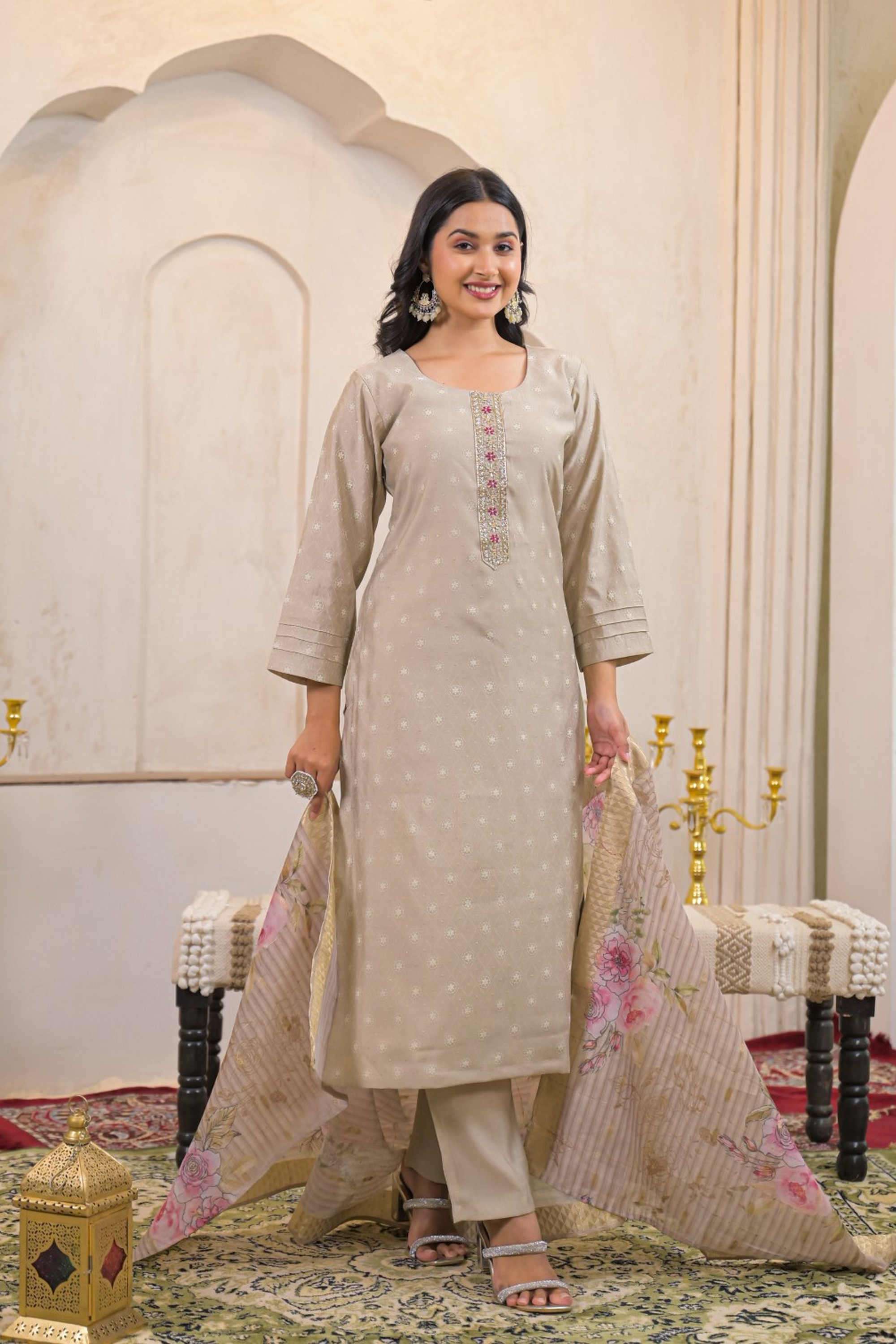 Solid-Linen-Women-s-Ethnic-Kurta-Set