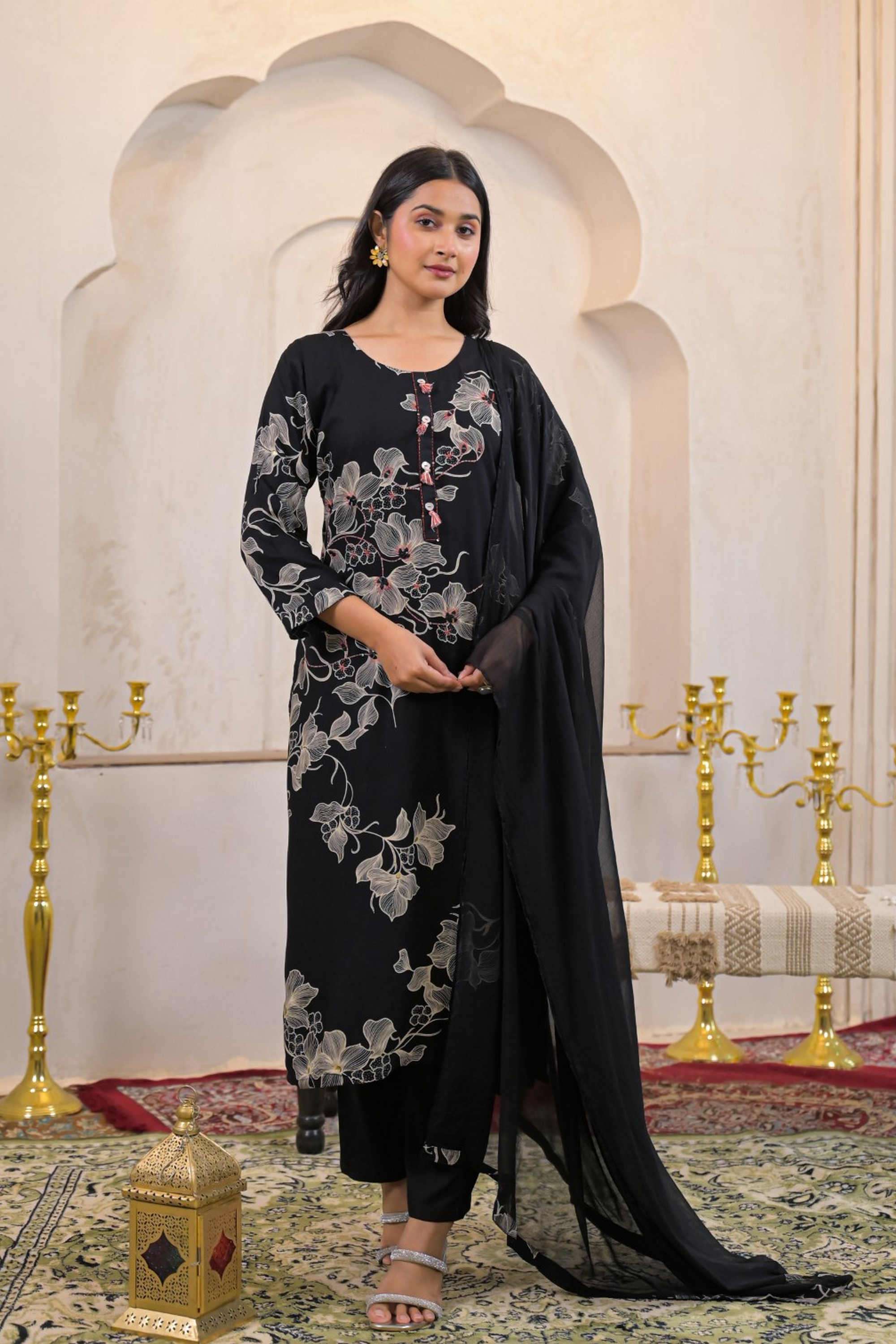 Solid-Linen-Women-s-Ethnic-Kurta-Set
