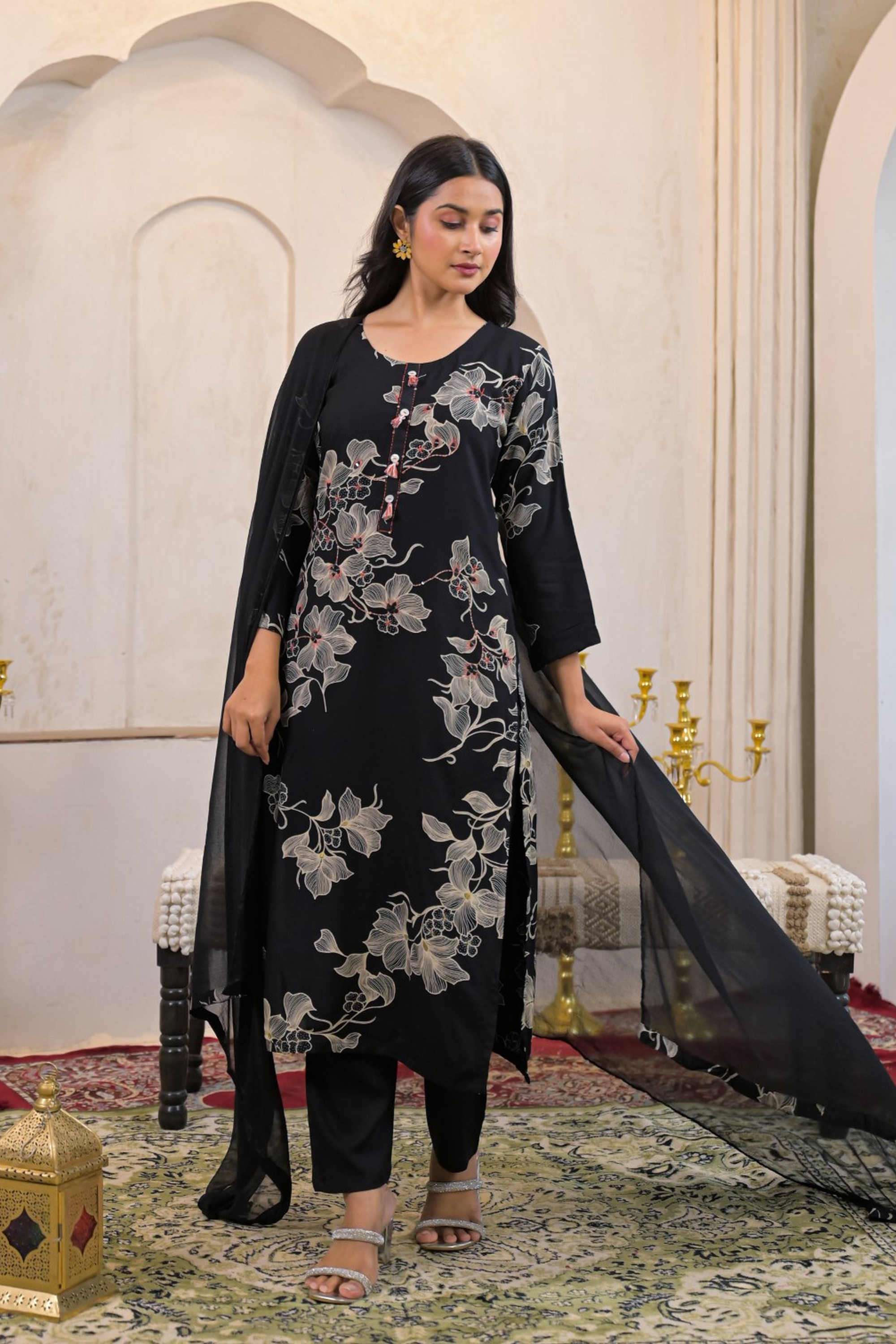 Solid-Linen-Women-s-Ethnic-Kurta-Set