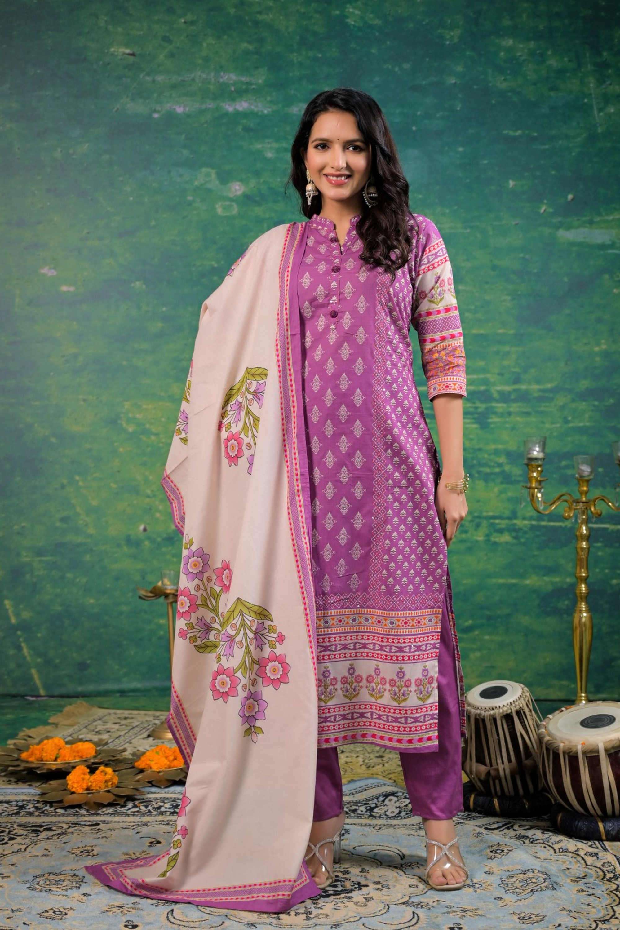 Solid-Linen-Women-s-Ethnic-Kurta-Set