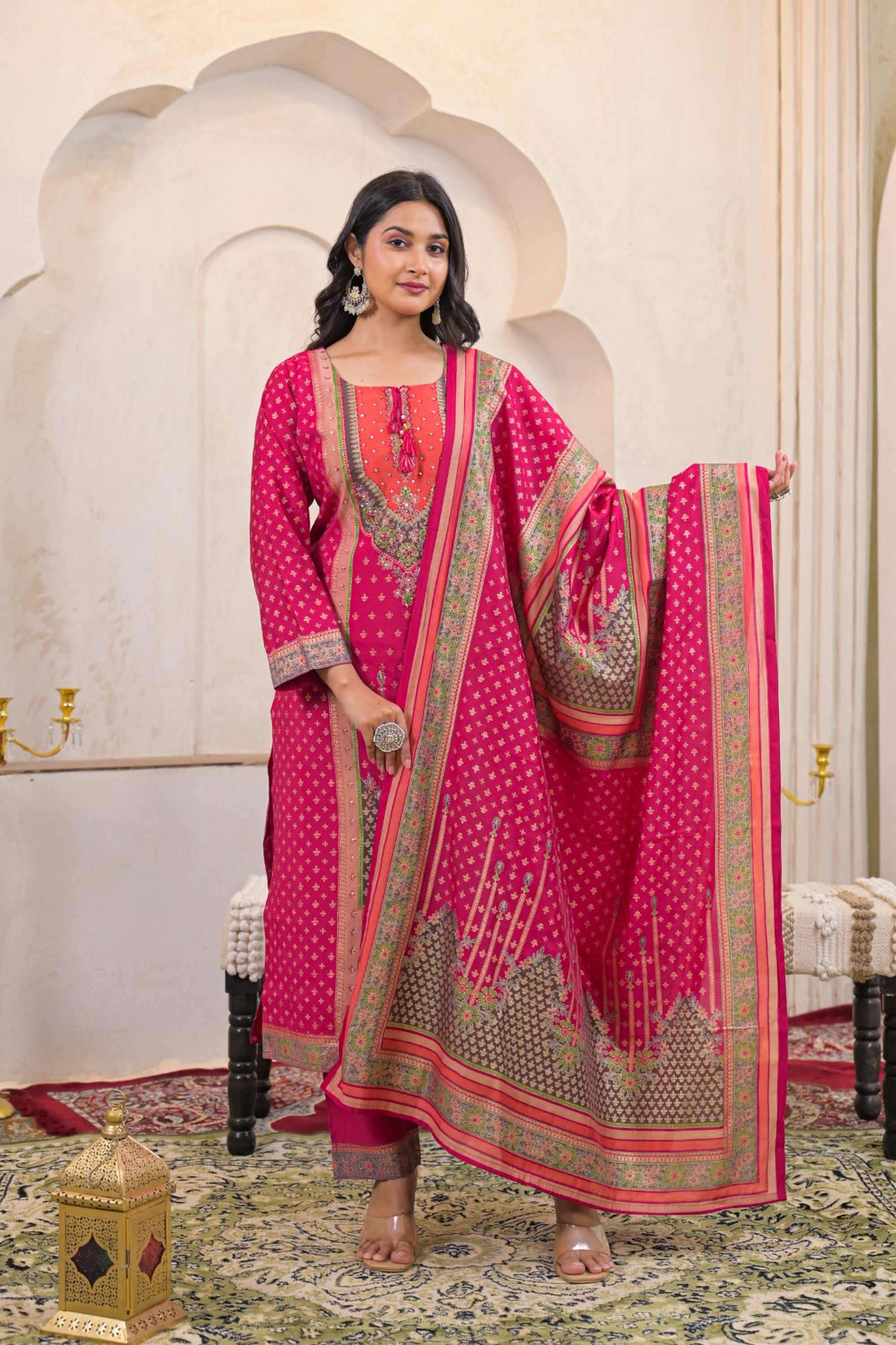 Solid-Linen-Women-s-Ethnic-Kurta-Set