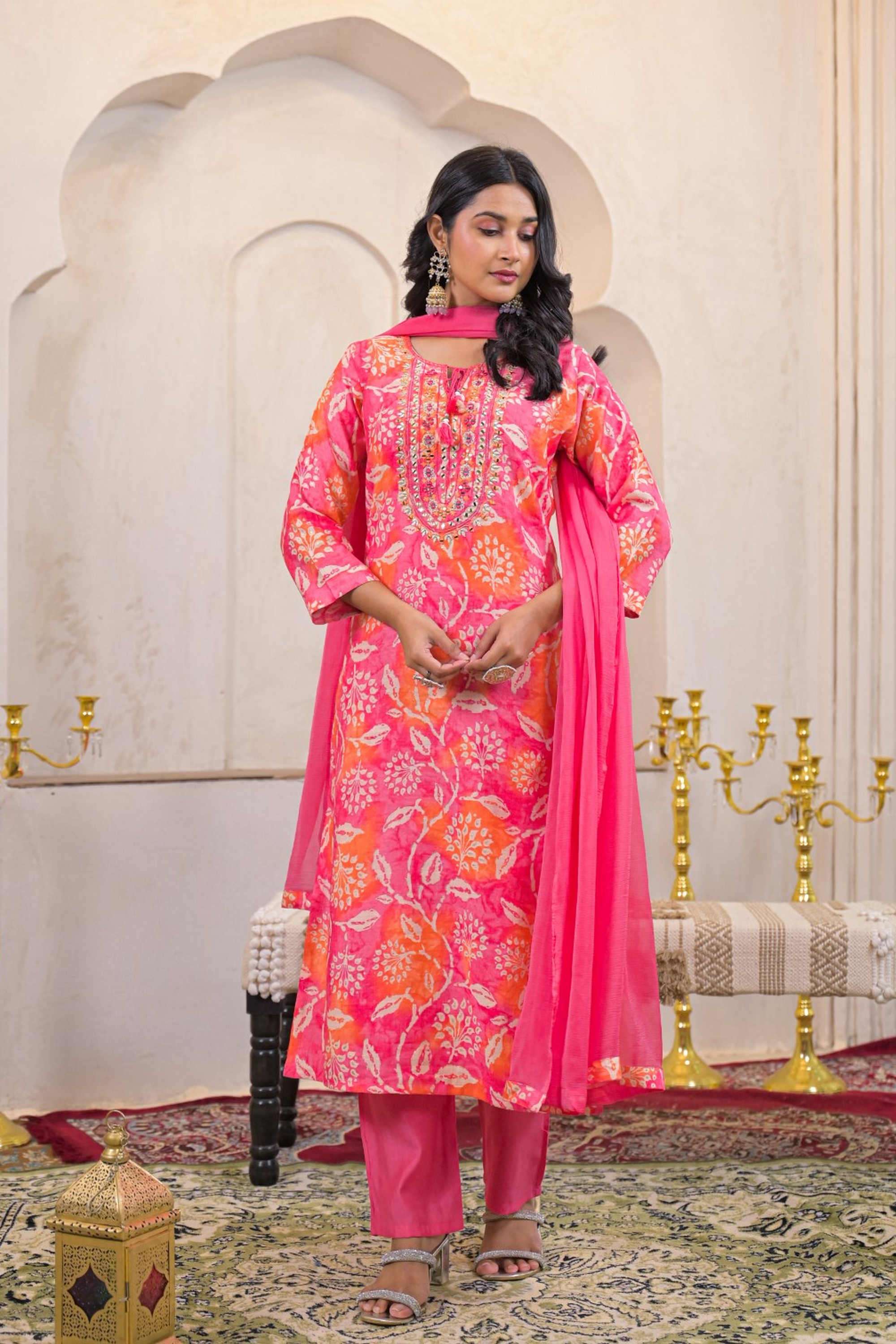 Solid-Linen-Women-s-Ethnic-Kurta-Set