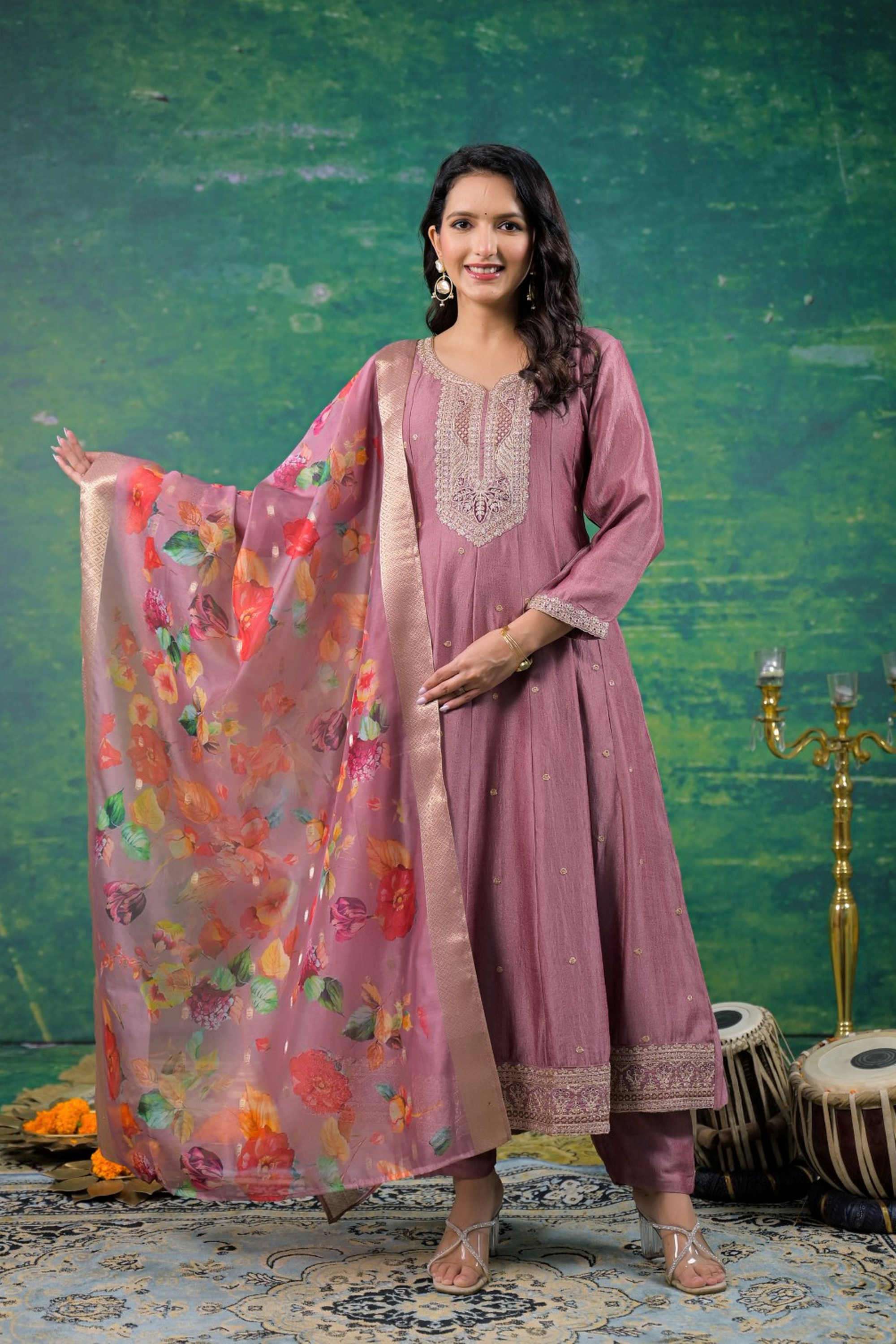 Solid-Silk-Women-s-Ethnic-Kurta-Set