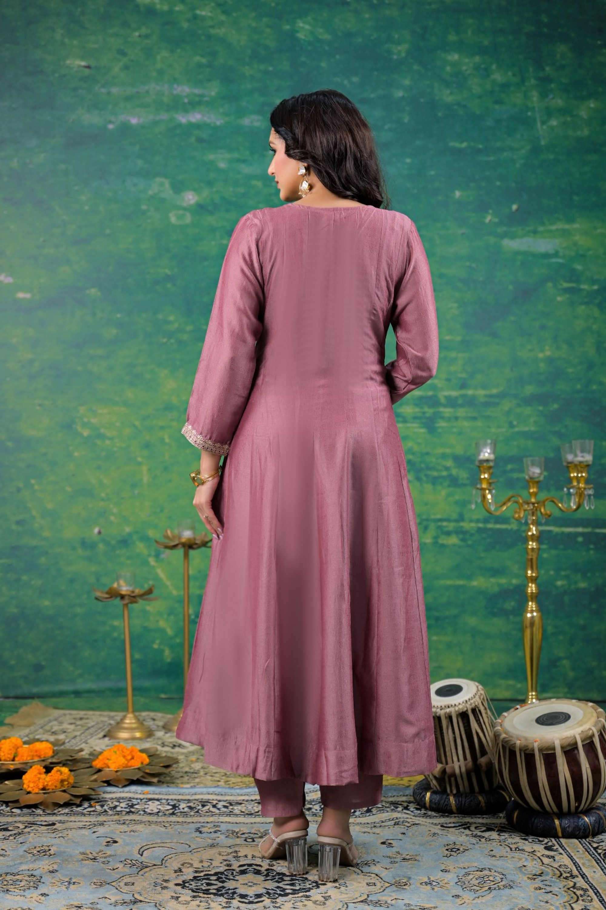 Solid-Silk-Women-s-Ethnic-Kurta-Set