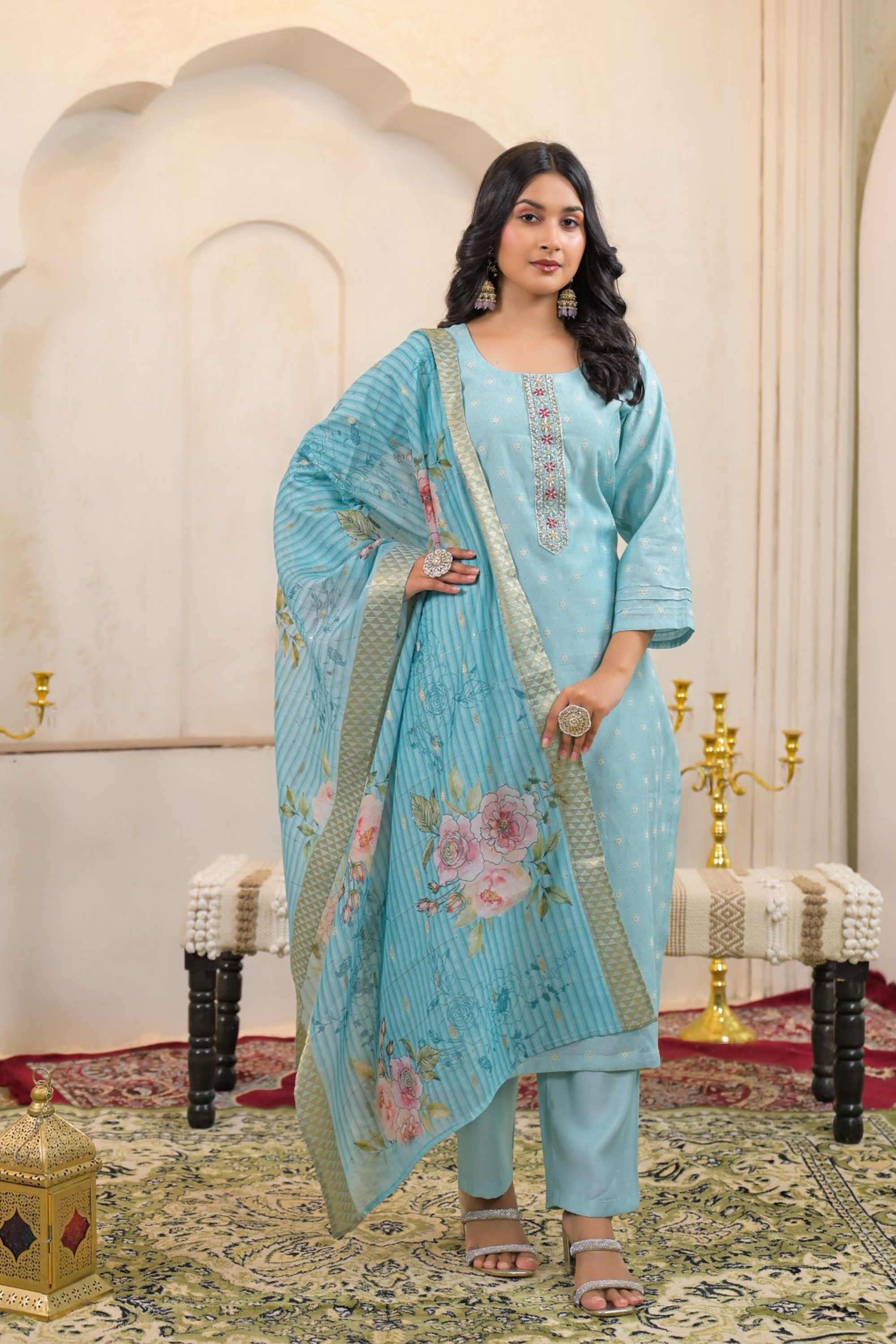 Solid-Linen-Women-s-Ethnic-Kurta-Set