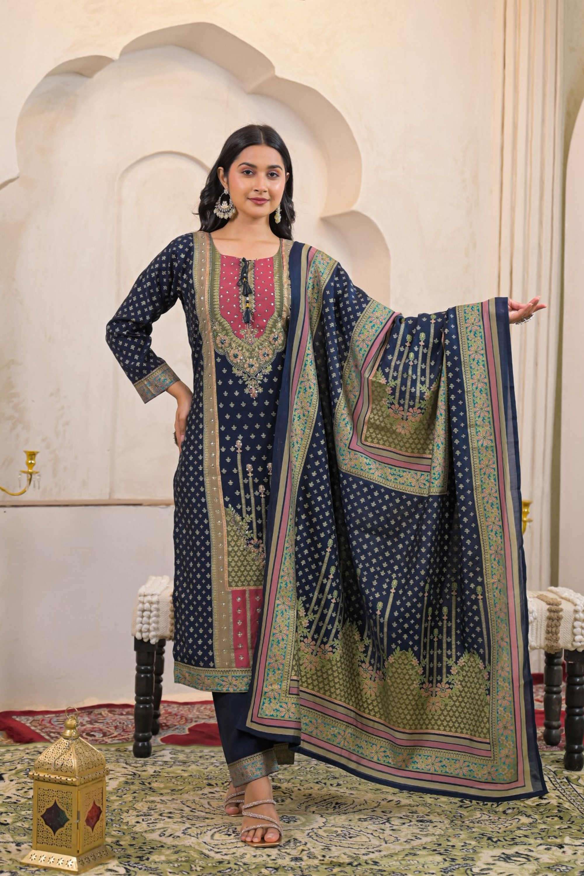 Solid-Linen-Women-s-Ethnic-Kurta-Set
