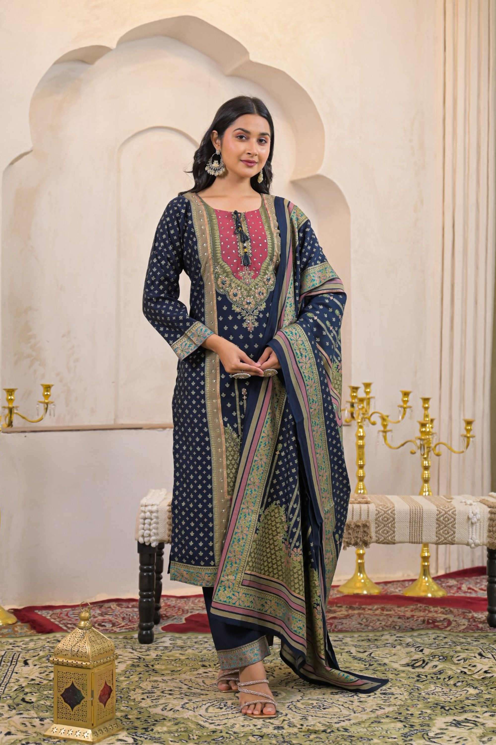 Solid-Linen-Women-s-Ethnic-Kurta-Set