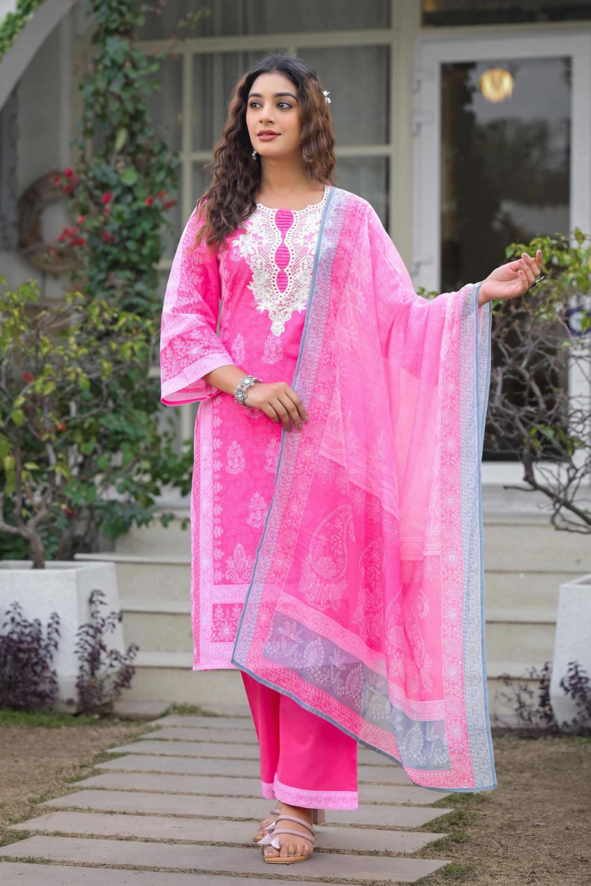 Solid-Cotton-Women-s-Ethnic-Kurta-Set