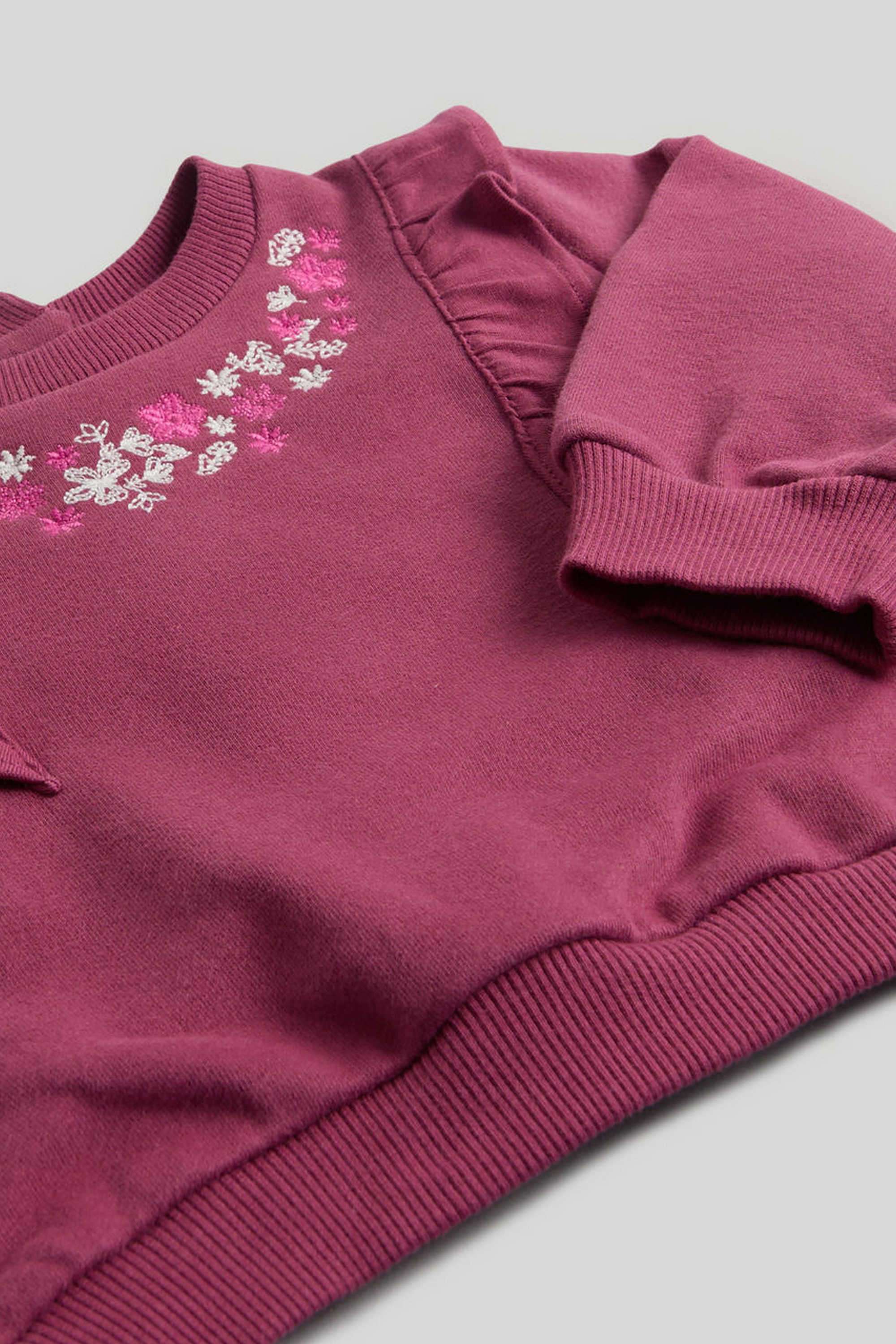 Embroidered-Blended-Fabric-Round-Neck-Girls-Sweatshirt