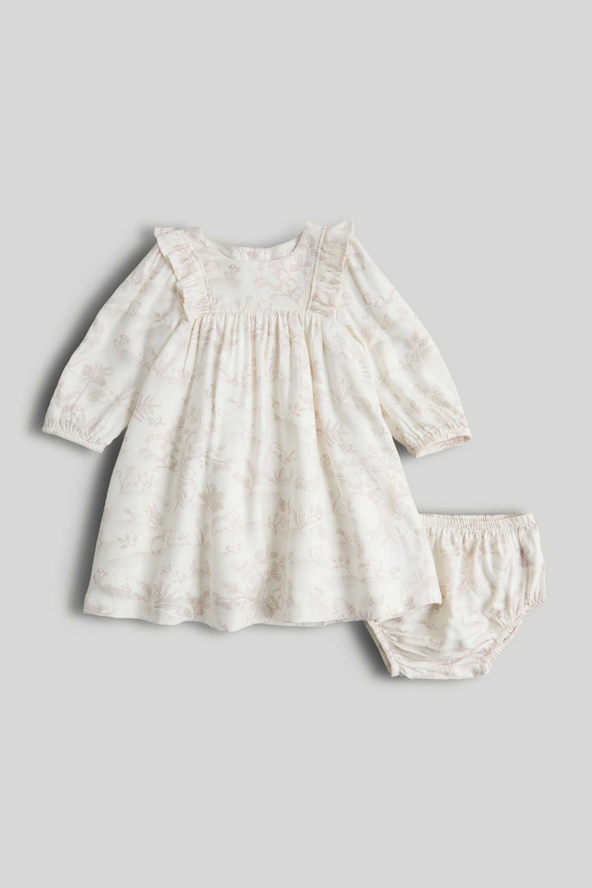 Floral-Blended-Fabric-Girls-Clothing-Set---0-6-Months