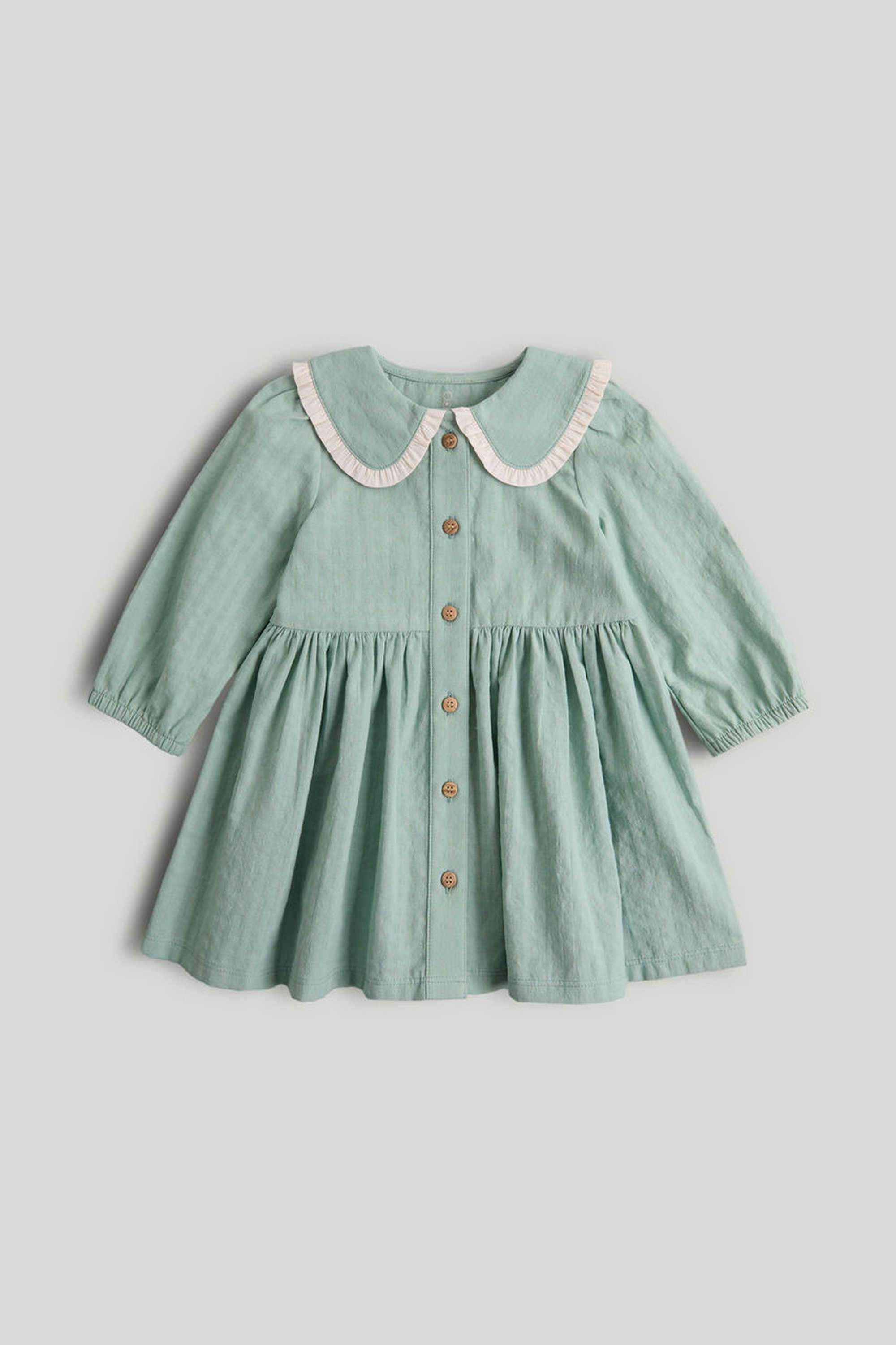 Solid-Cotton-Collared-Girls-Casual-Wear-Dress