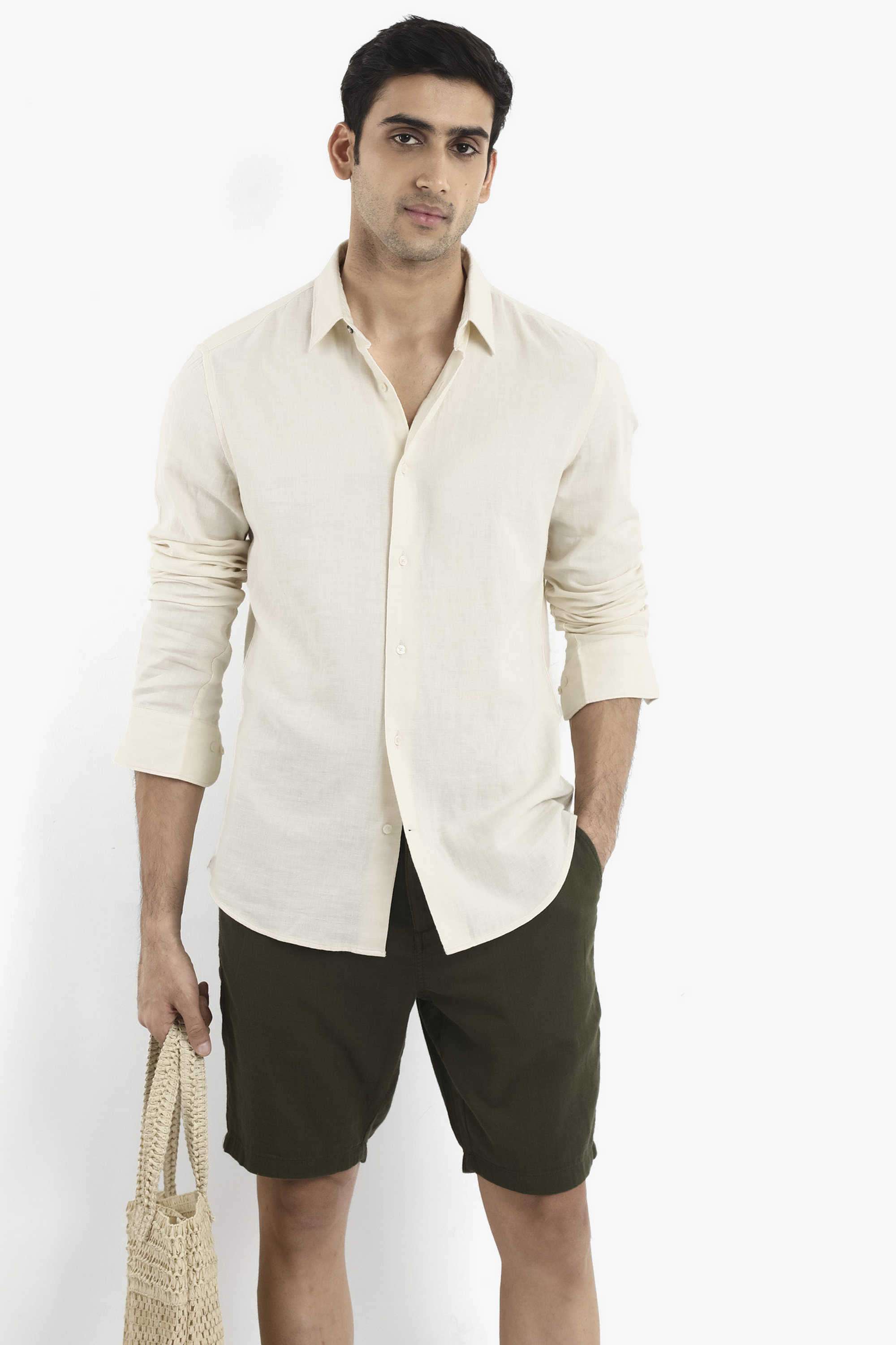 Solid-Cotton-Regular-Fit-Men-s-Casual-Shirt