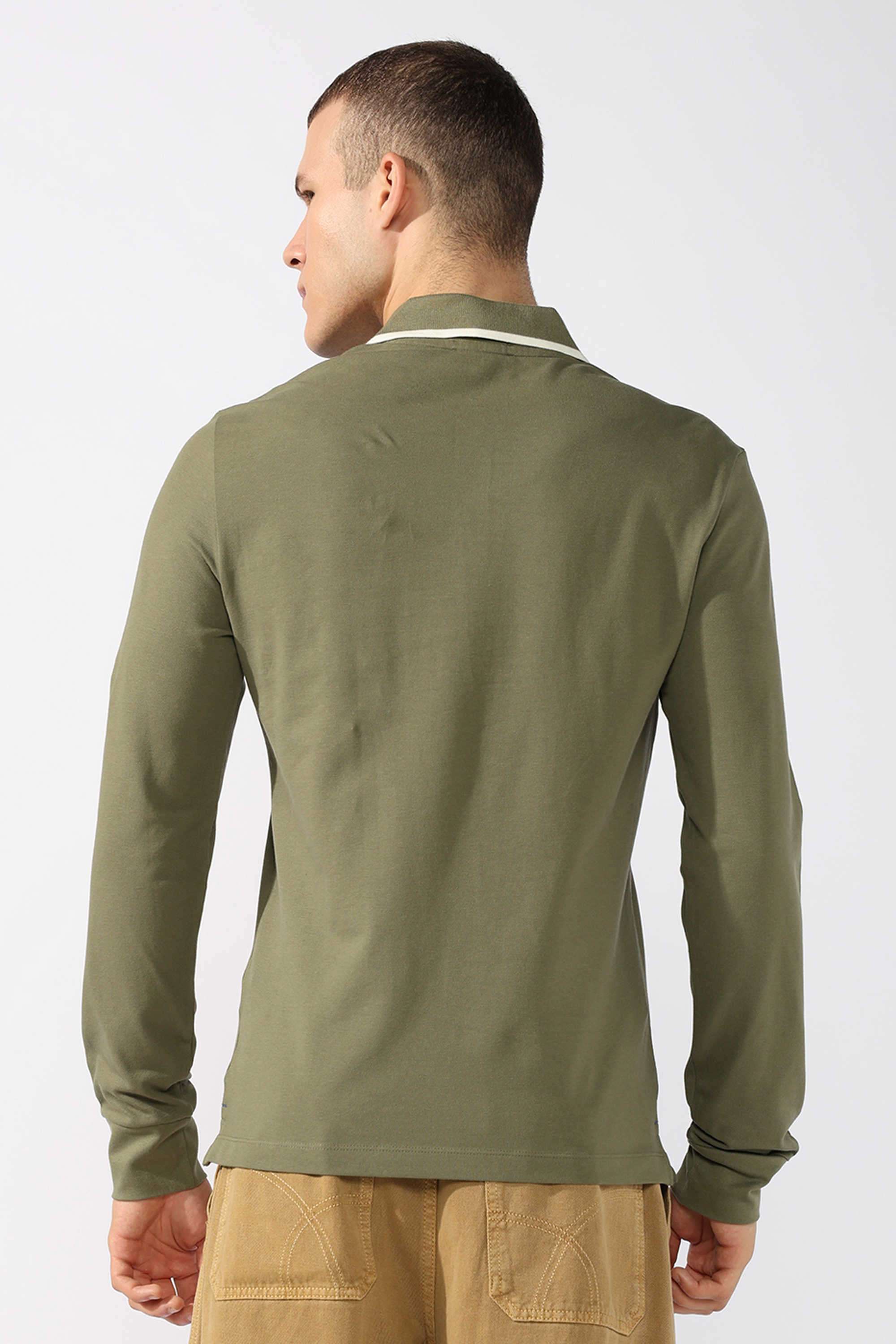 Solid-Blended-Fabric-Slim-Fit-Men-Polo-T-Shirt