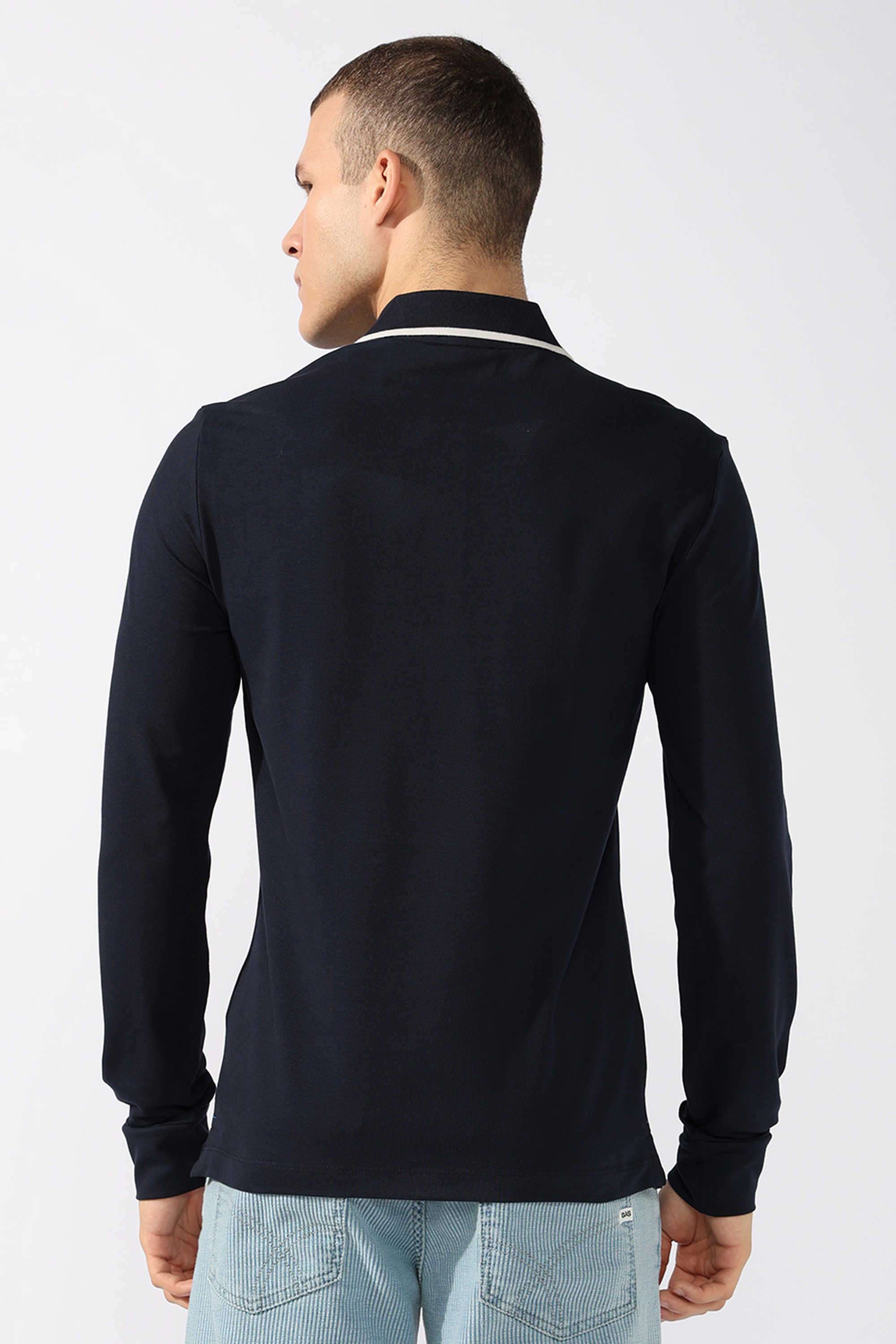 Solid-Blended-Fabric-Slim-Fit-Men-Polo-T-Shirt