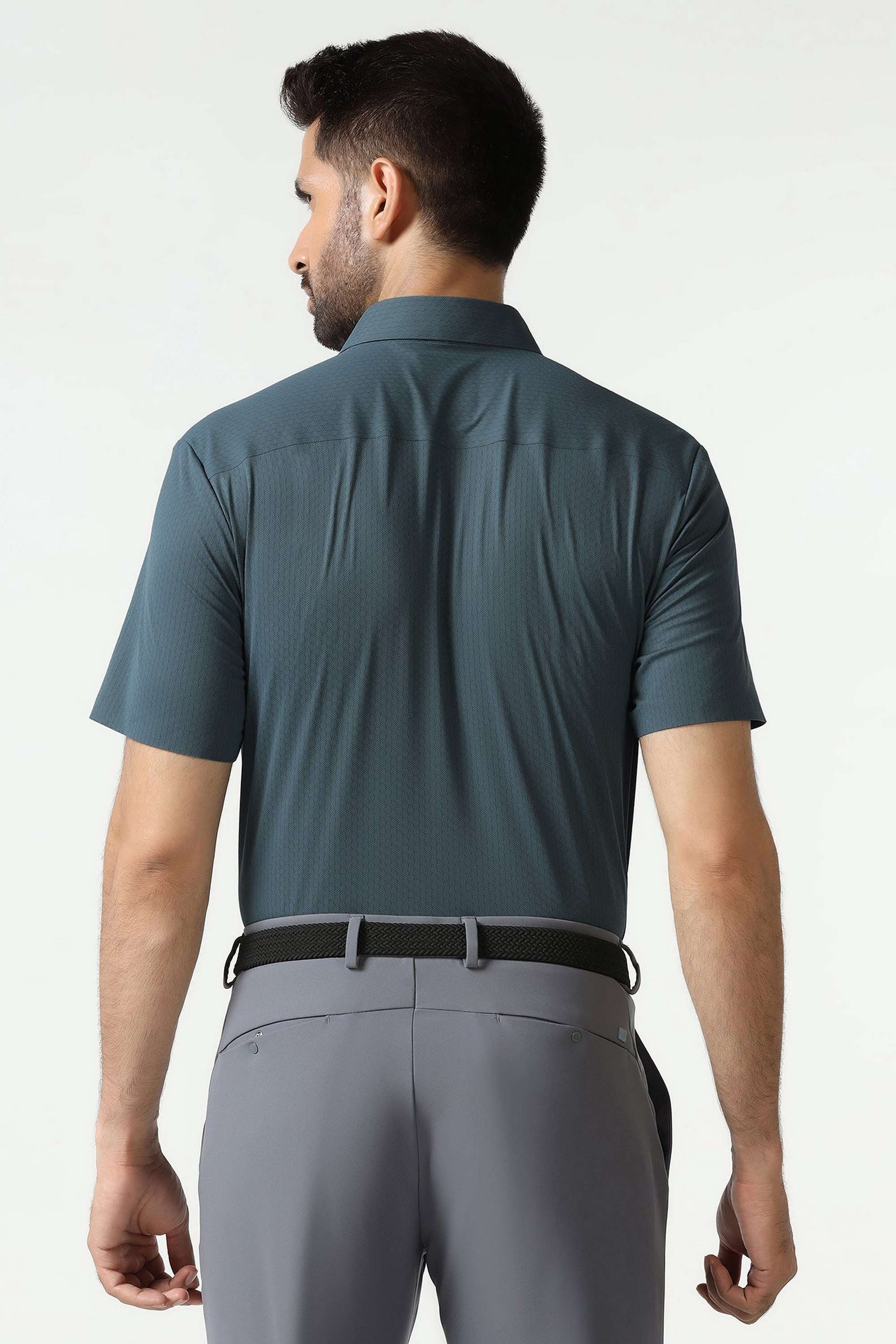 Solid-Dobby-Blended-Fabric-Slim-Fit-Men-s-Casual-Shirt