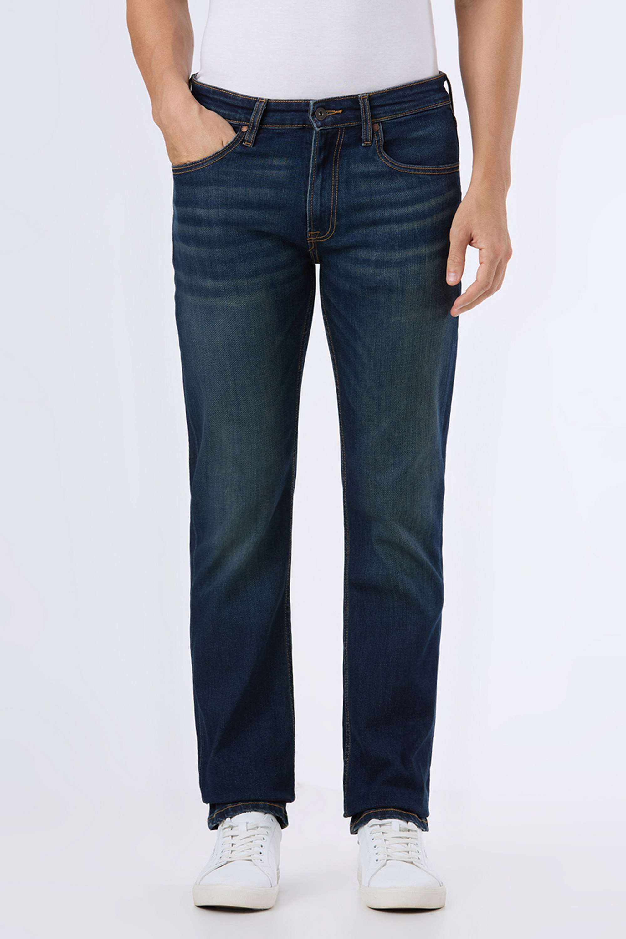 Solid-Cotton-Blend-Regular-Fit-Men-s-Jeans