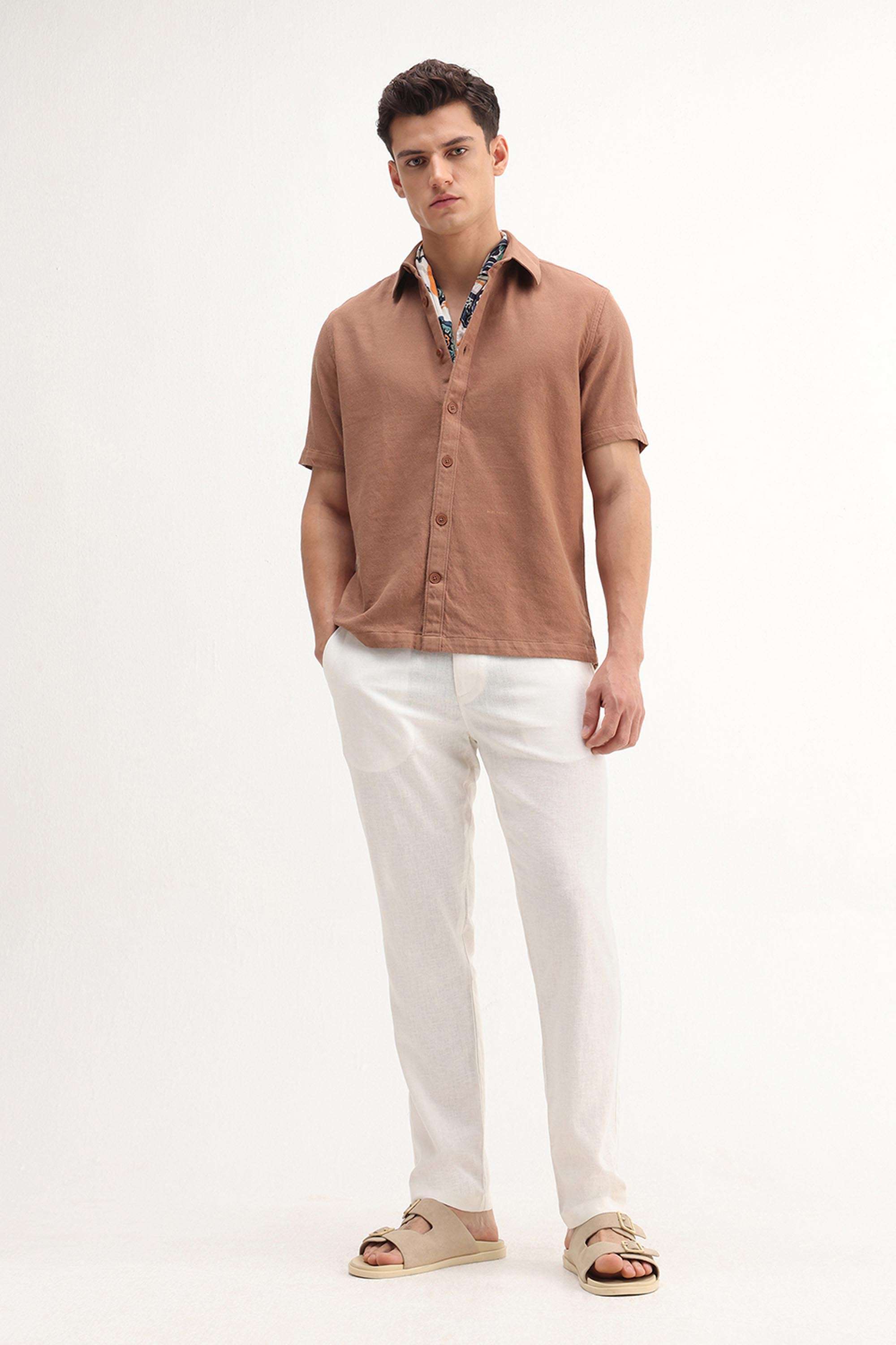 Solid-Cotton-Regular-Fit-Men-s-Casual-Shirt