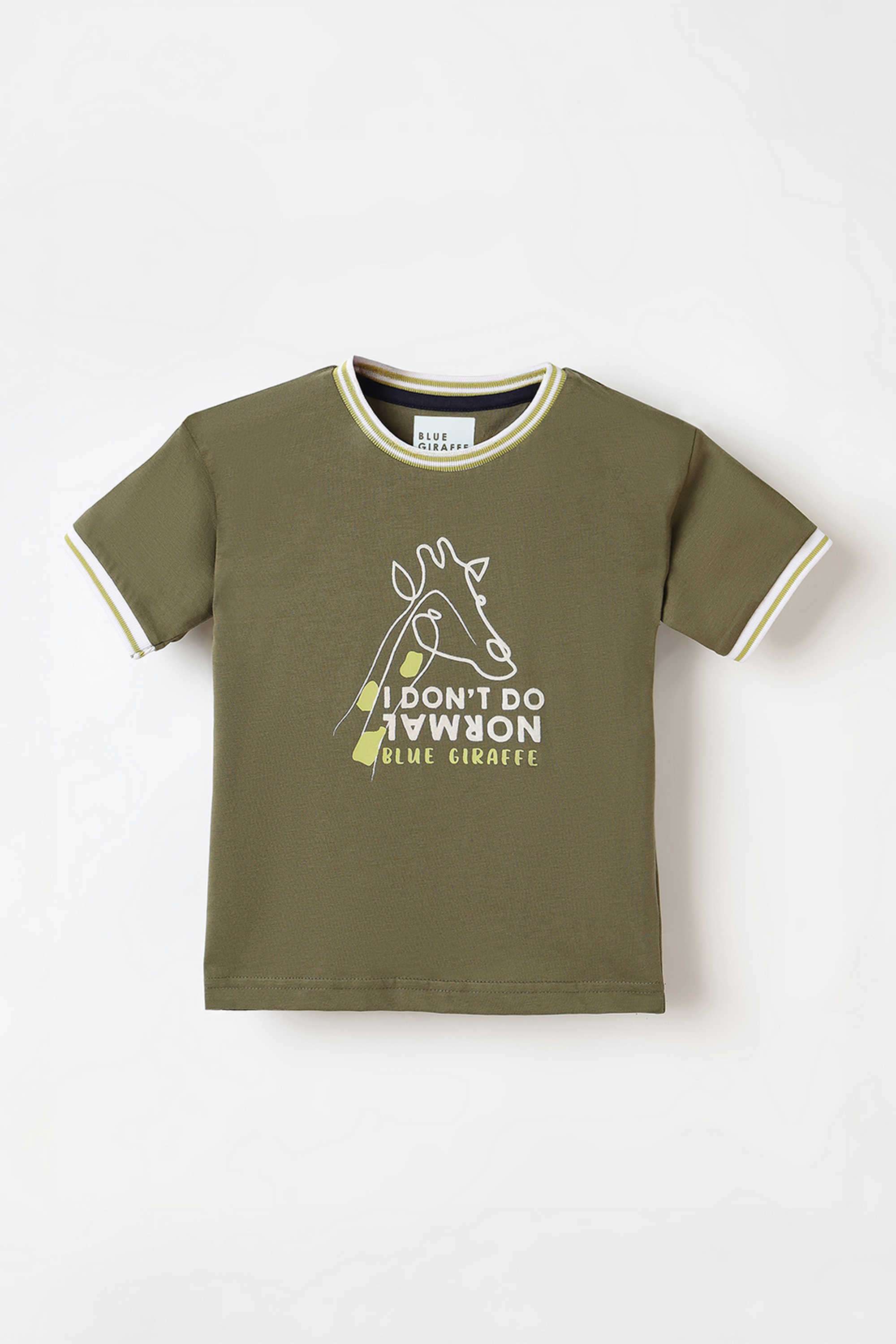 Solid-Blended-Fabric-Round-Neck-Boy-s-T-Shirt