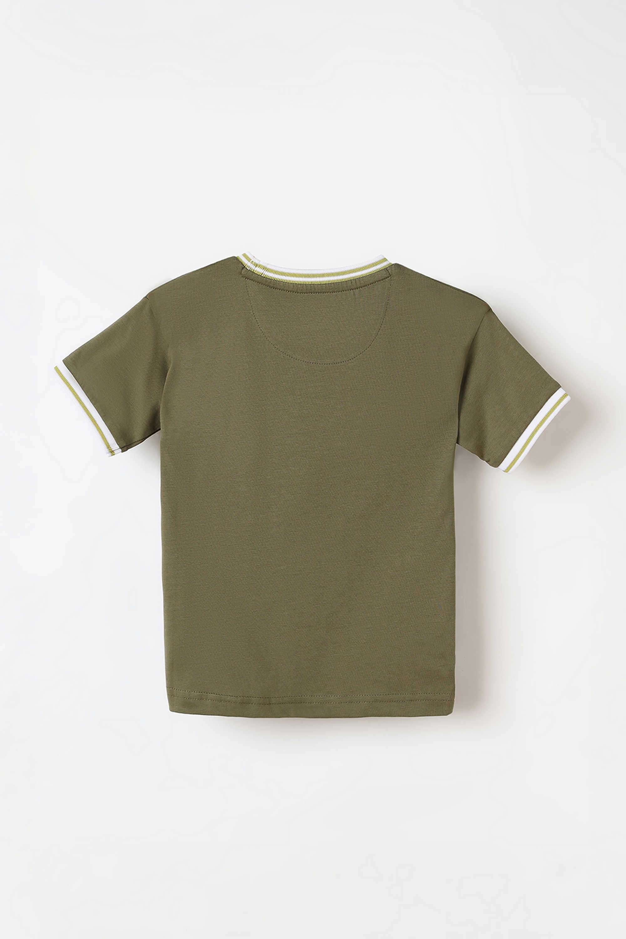 Solid-Blended-Fabric-Round-Neck-Boy-s-T-Shirt