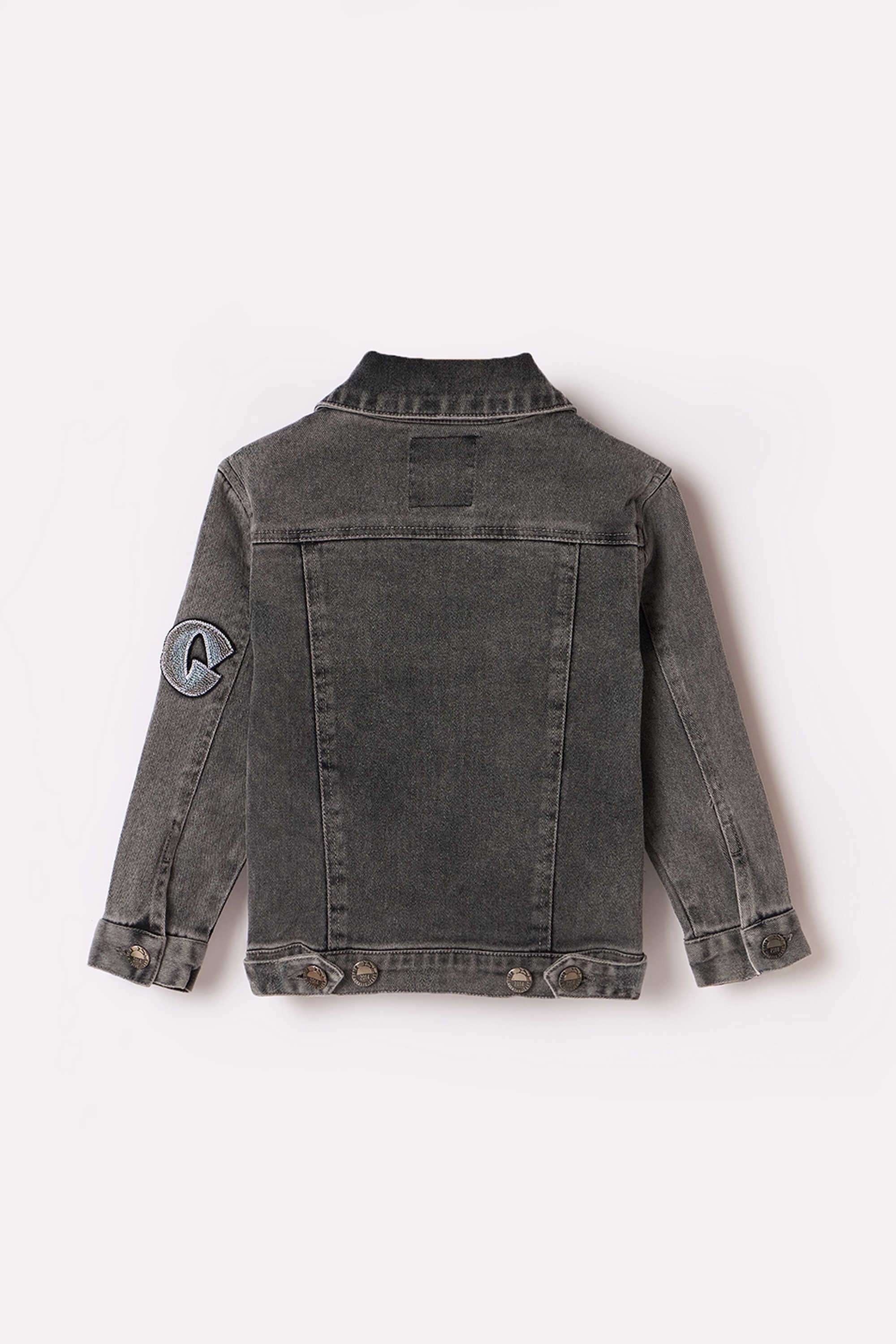 Solid-Blended-Fabric-Collared-Boy-s-Jacket