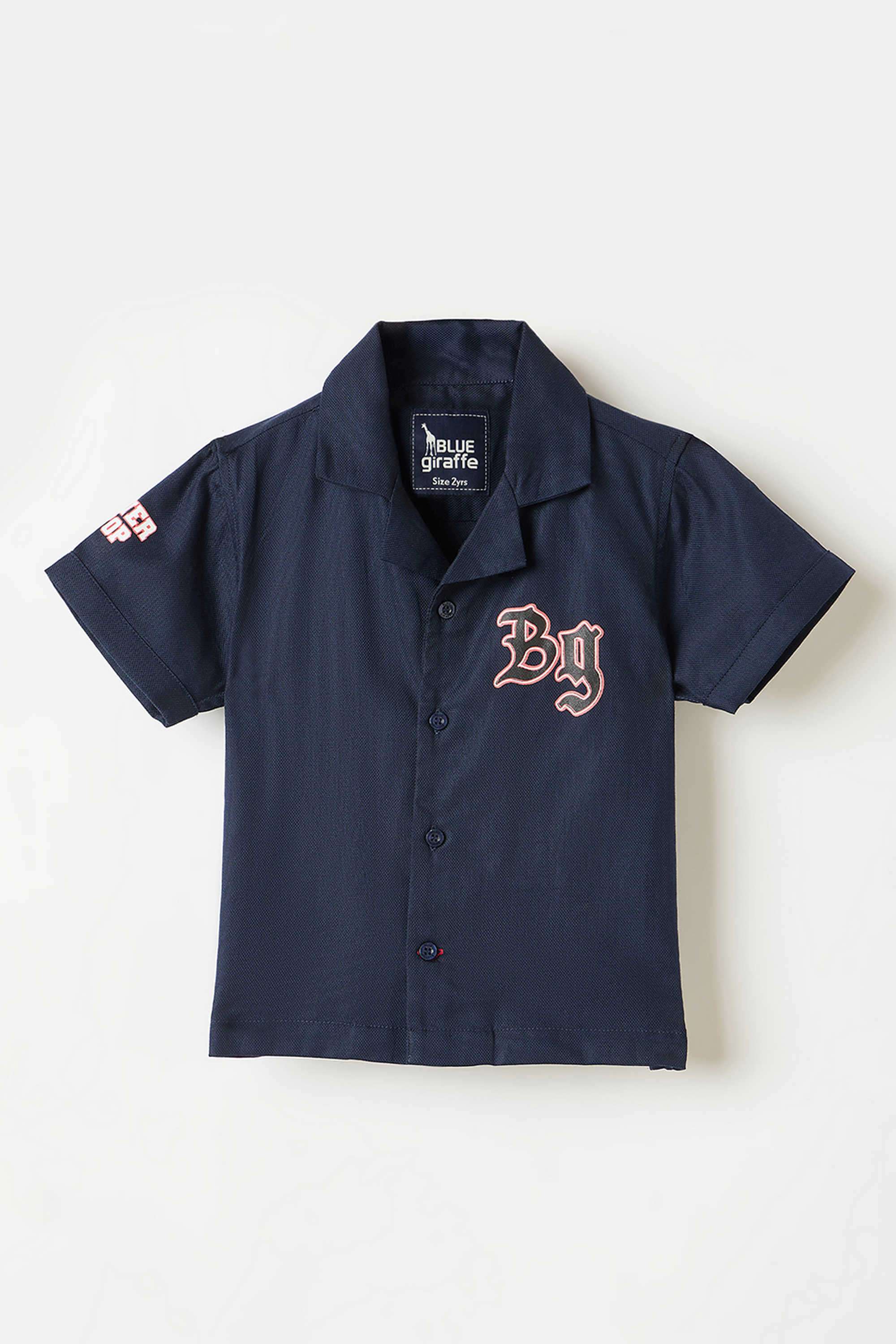 Solid-Blended-Fabric-Collared-Boy-s-Shirt