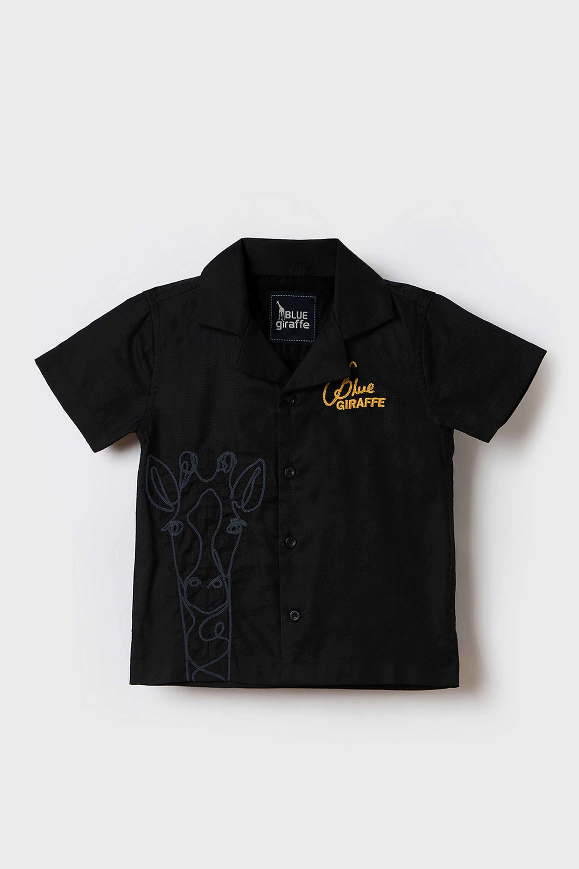 Solid-Blended-Fabric-Collared-Boy-s-Shirt