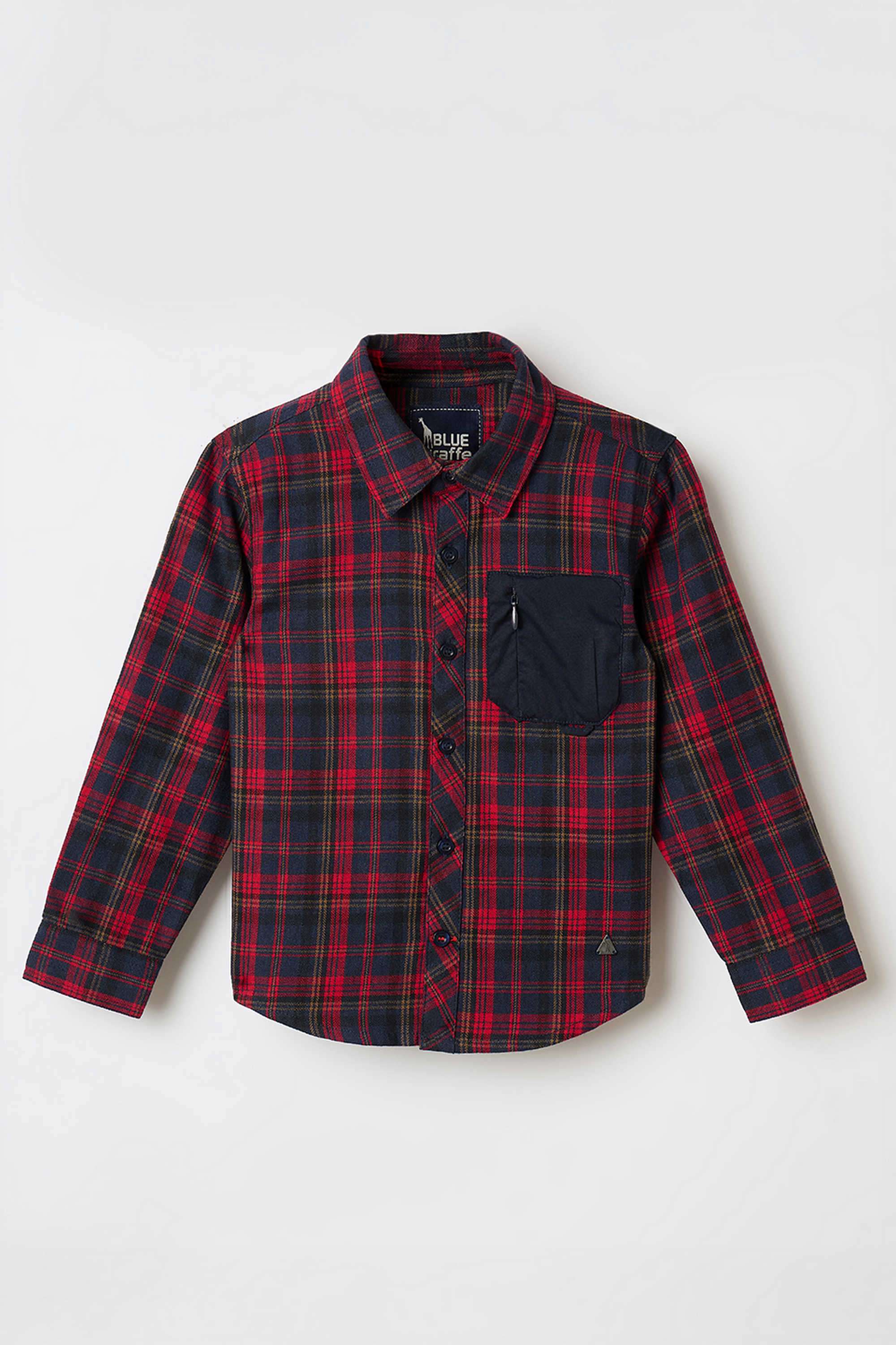 Solid-Blended-Fabric-Collared-Boy-s-Shirt