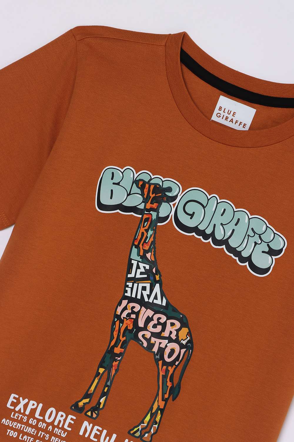 Solid-Blended-Fabric-Round-Neck-Boy-s-T-Shirt