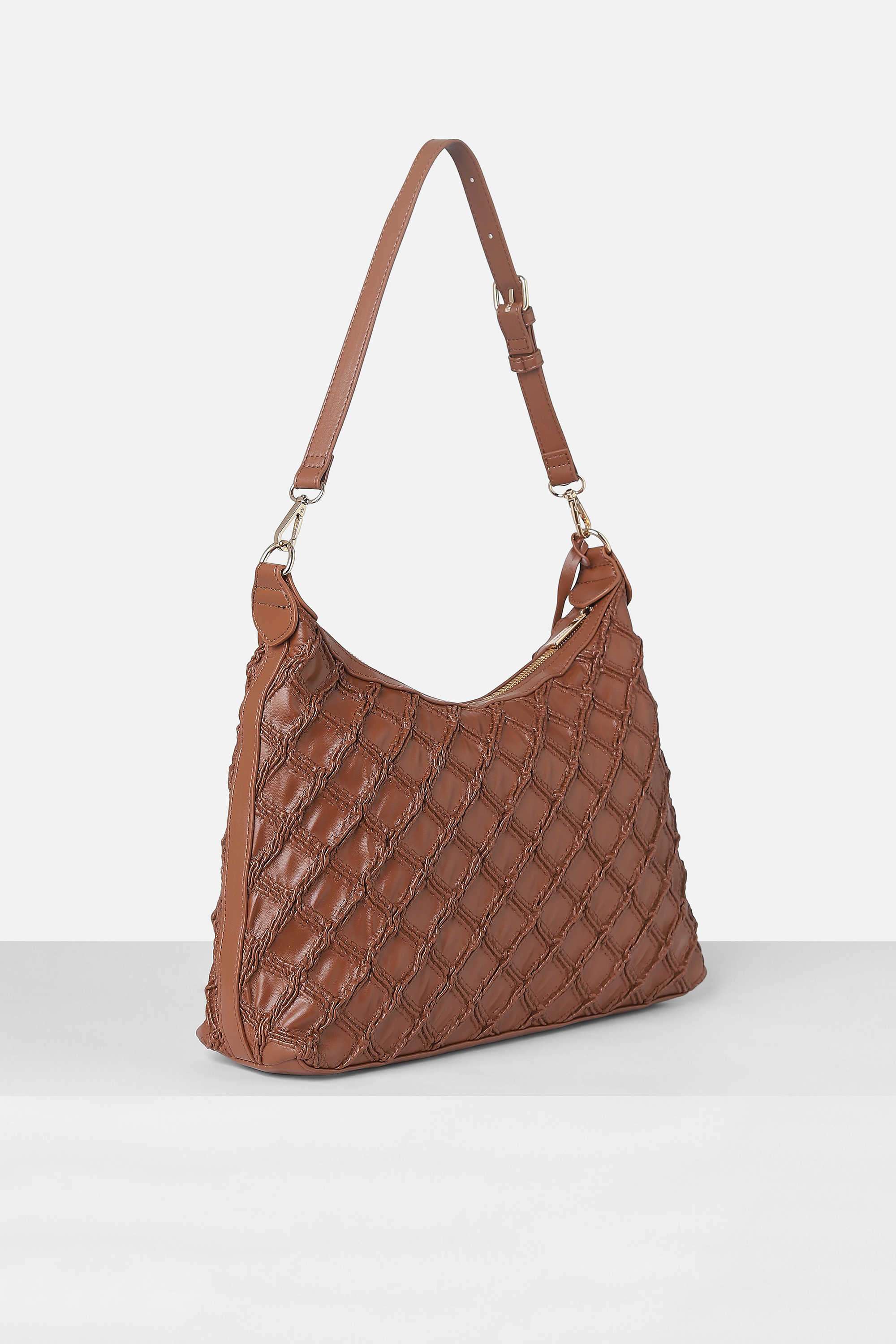 Zipper-Ruched-Royale-Polyurethane-Women-s-Casual-Wear-Shoulder-Bag