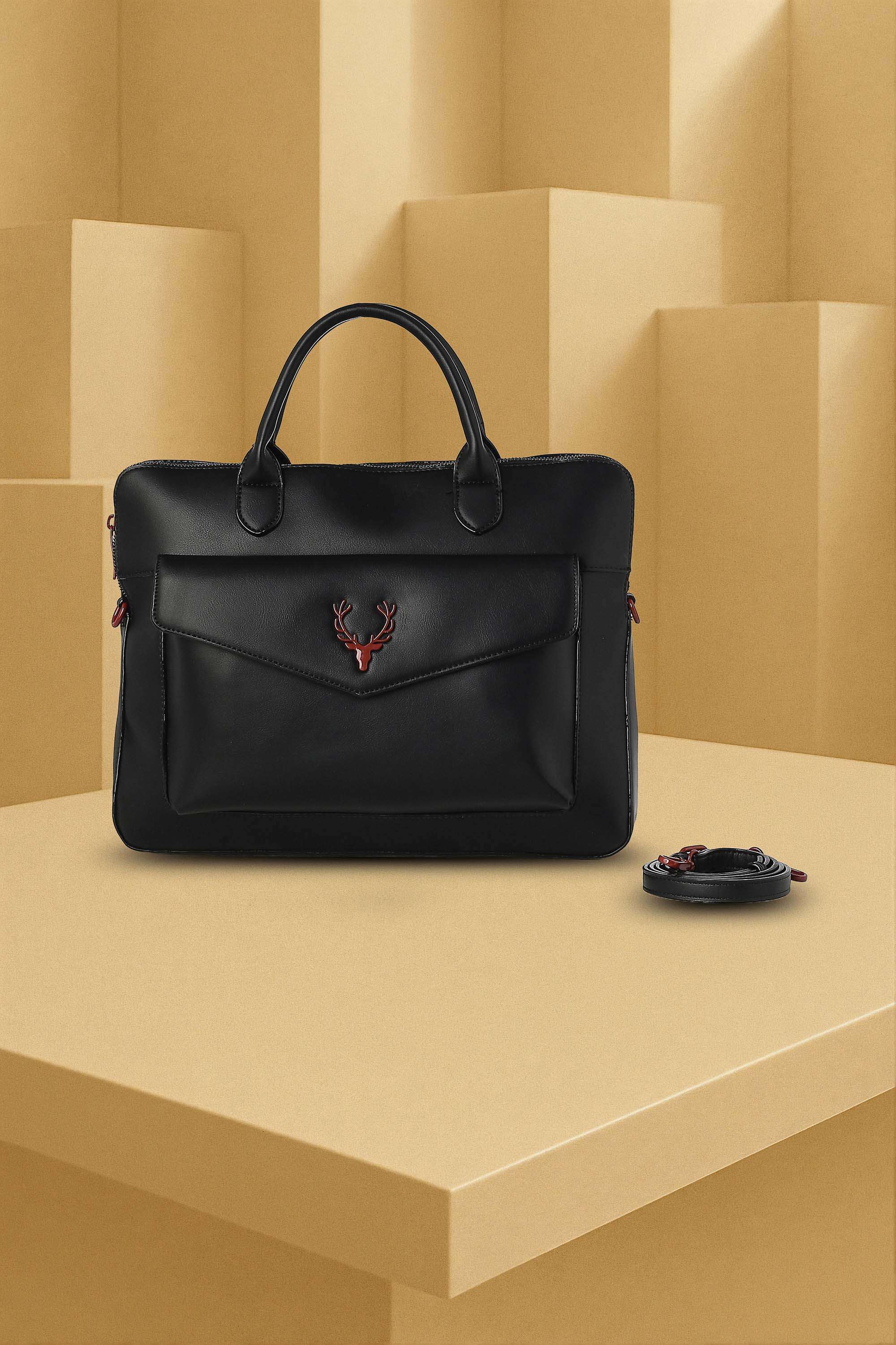 Zipper-Polyurethane-Women-Casual-Wear-Laptop-Bag